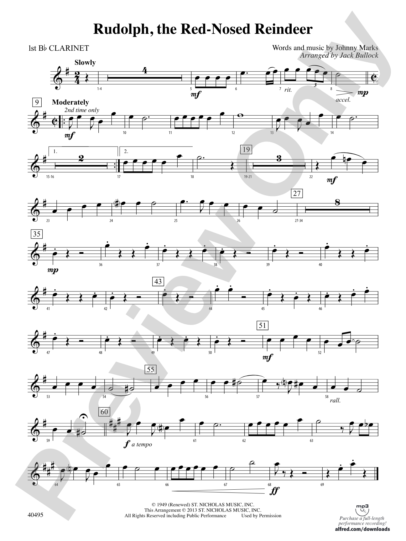 Rudolph, the Red-Nosed Reindeer: 1st B-flat Clarinet