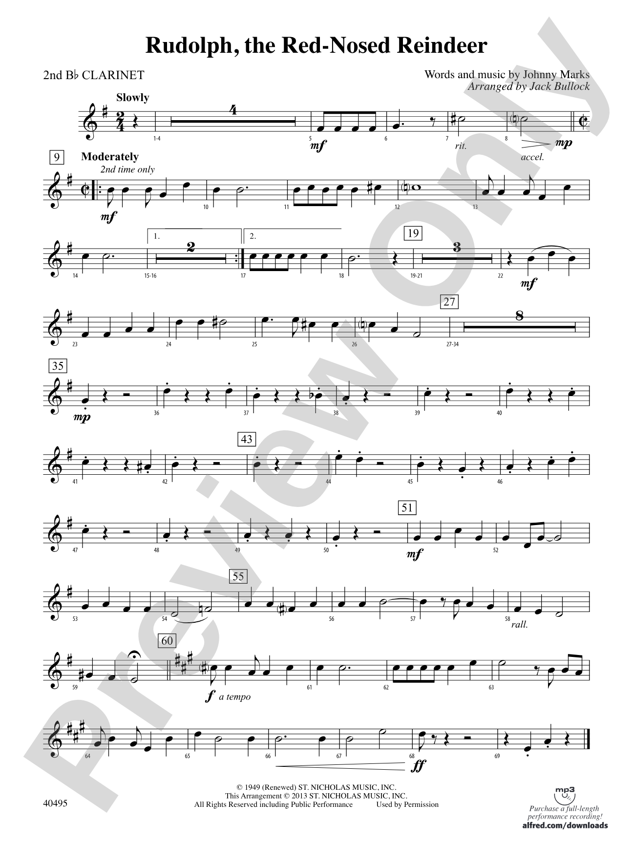 Rudolph, the Red-Nosed Reindeer: 2nd B-flat Clarinet