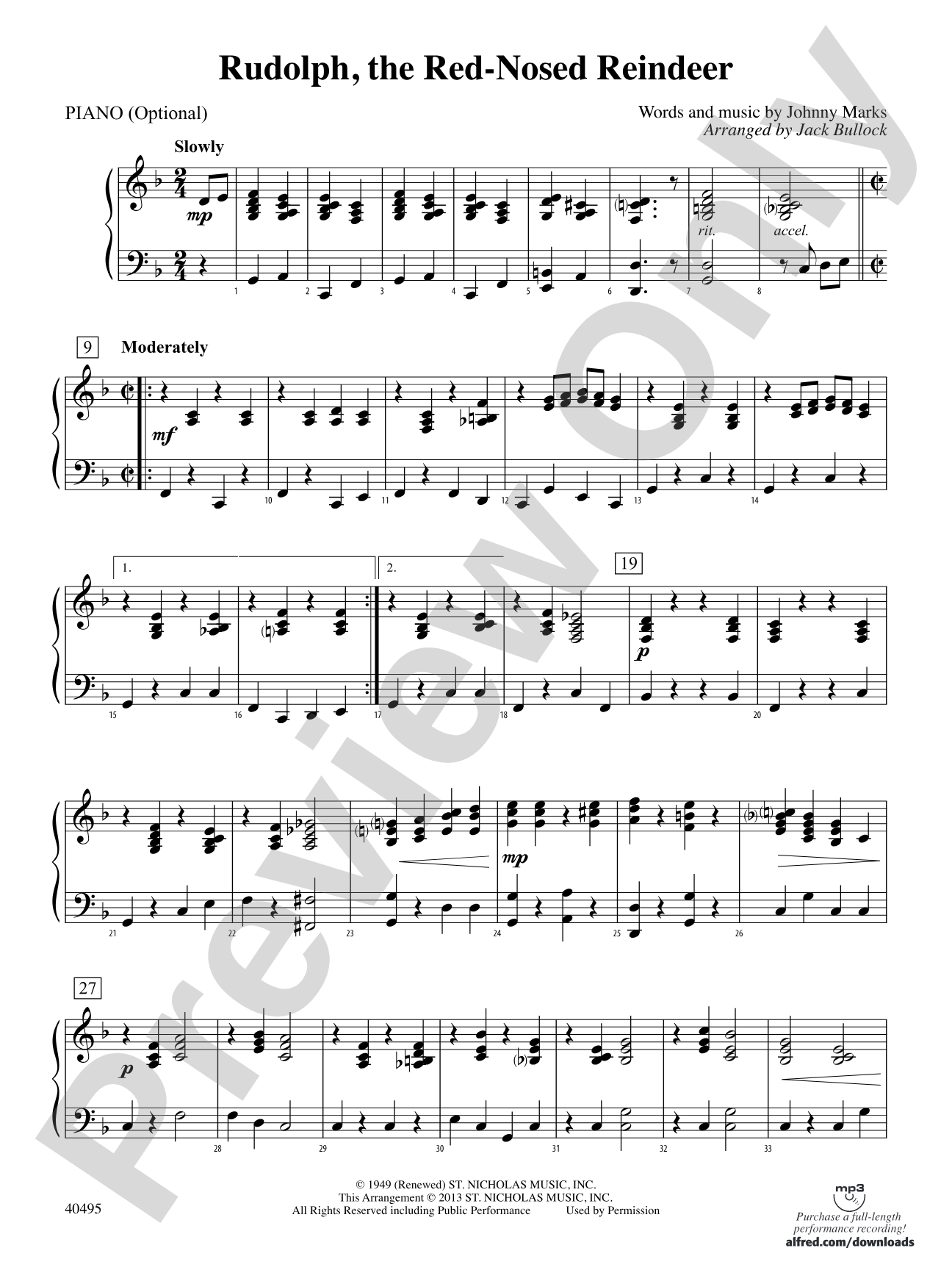 Rudolph, the Red-Nosed Reindeer: Piano Accompaniment