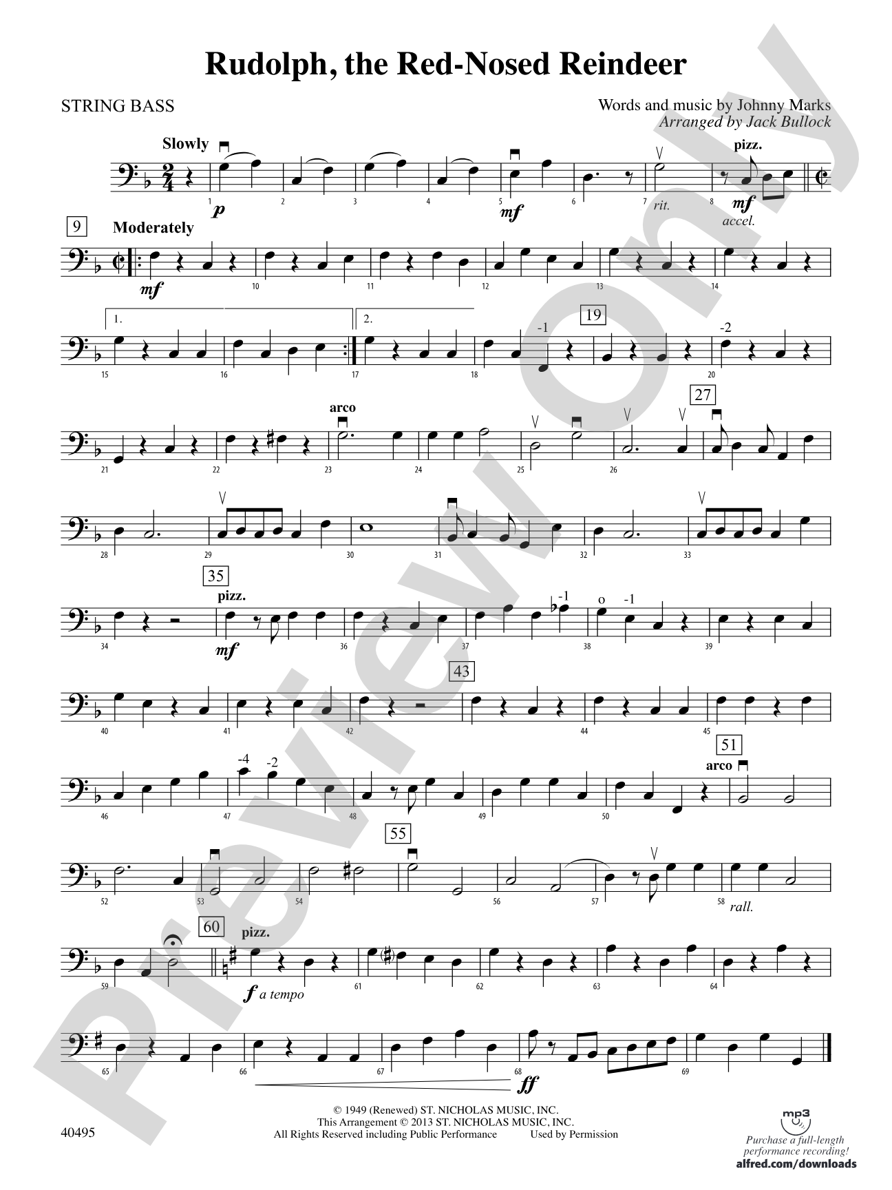 Rudolph, the Red-Nosed Reindeer: String Bass