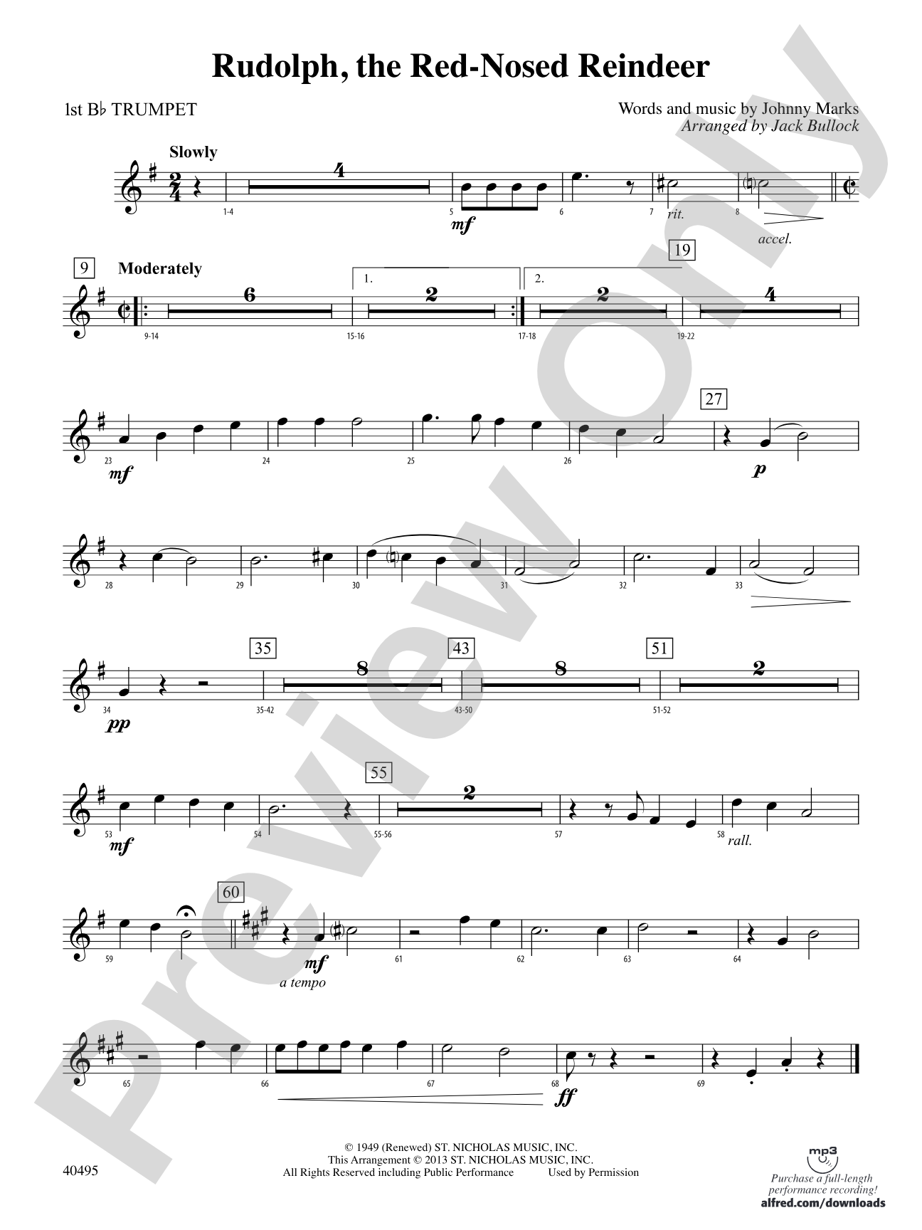 Rudolph, the Red-Nosed Reindeer: 1st B-flat Trumpet