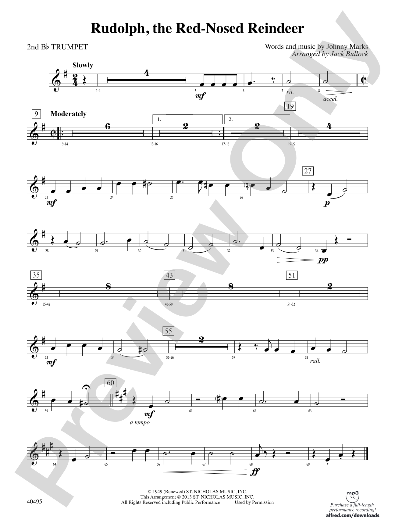 Rudolph, the Red-Nosed Reindeer: 2nd B-flat Trumpet