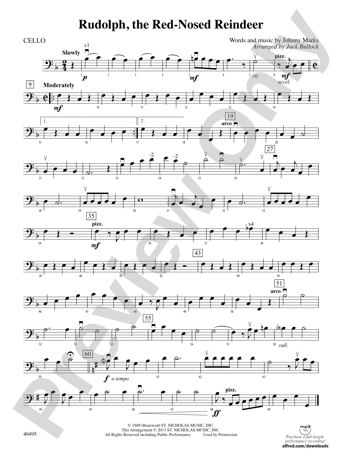 Rudolph, the Red-Nosed Reindeer: Cello