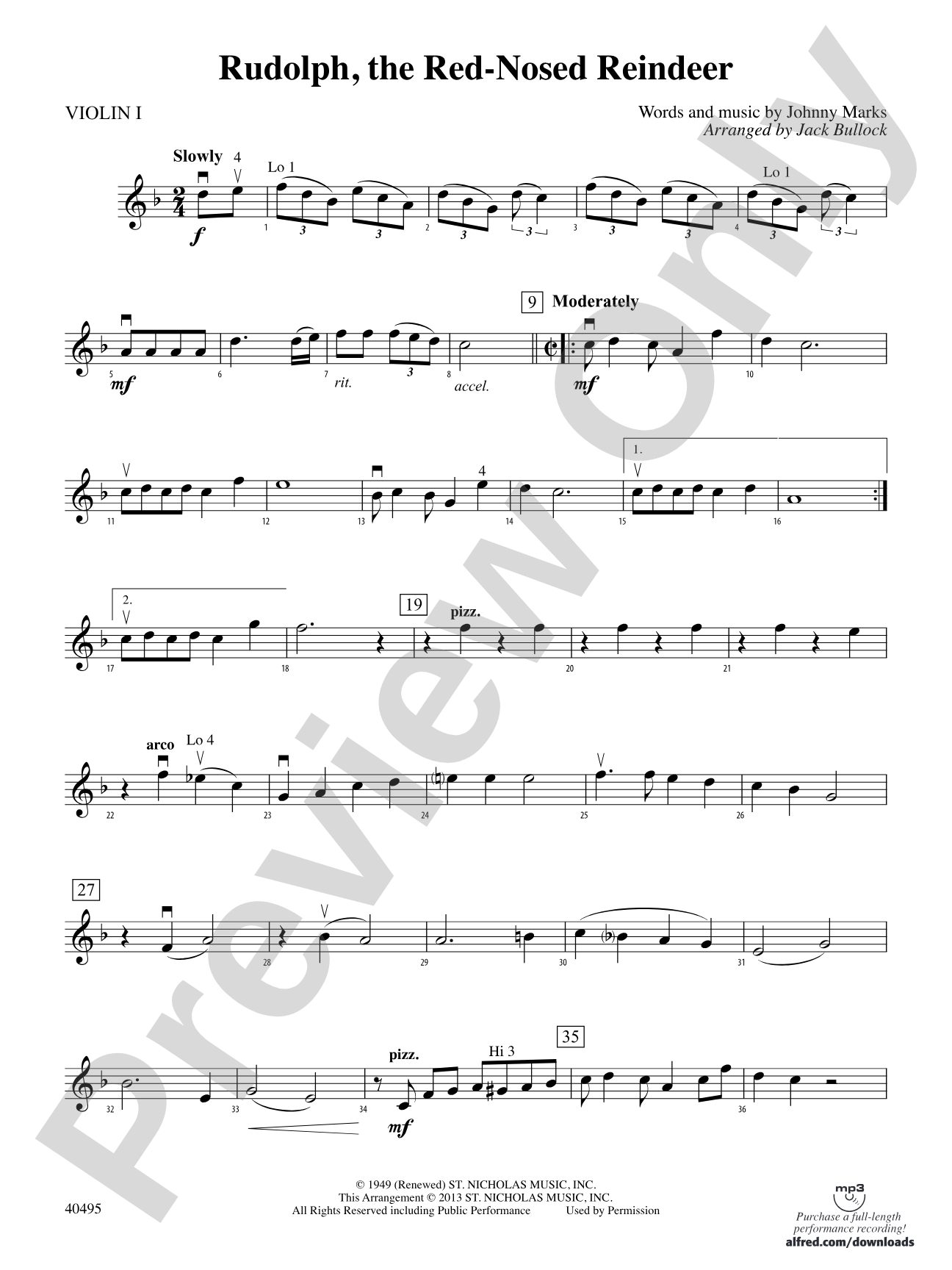 Rudolph, the Red-Nosed Reindeer: 1st Violin