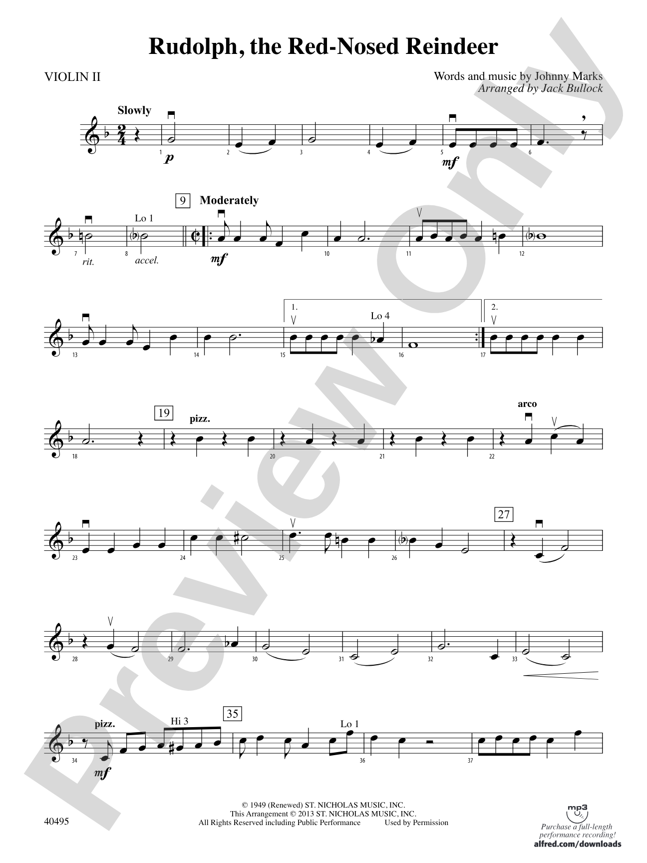 Rudolph, the Red-Nosed Reindeer: 2nd Violin
