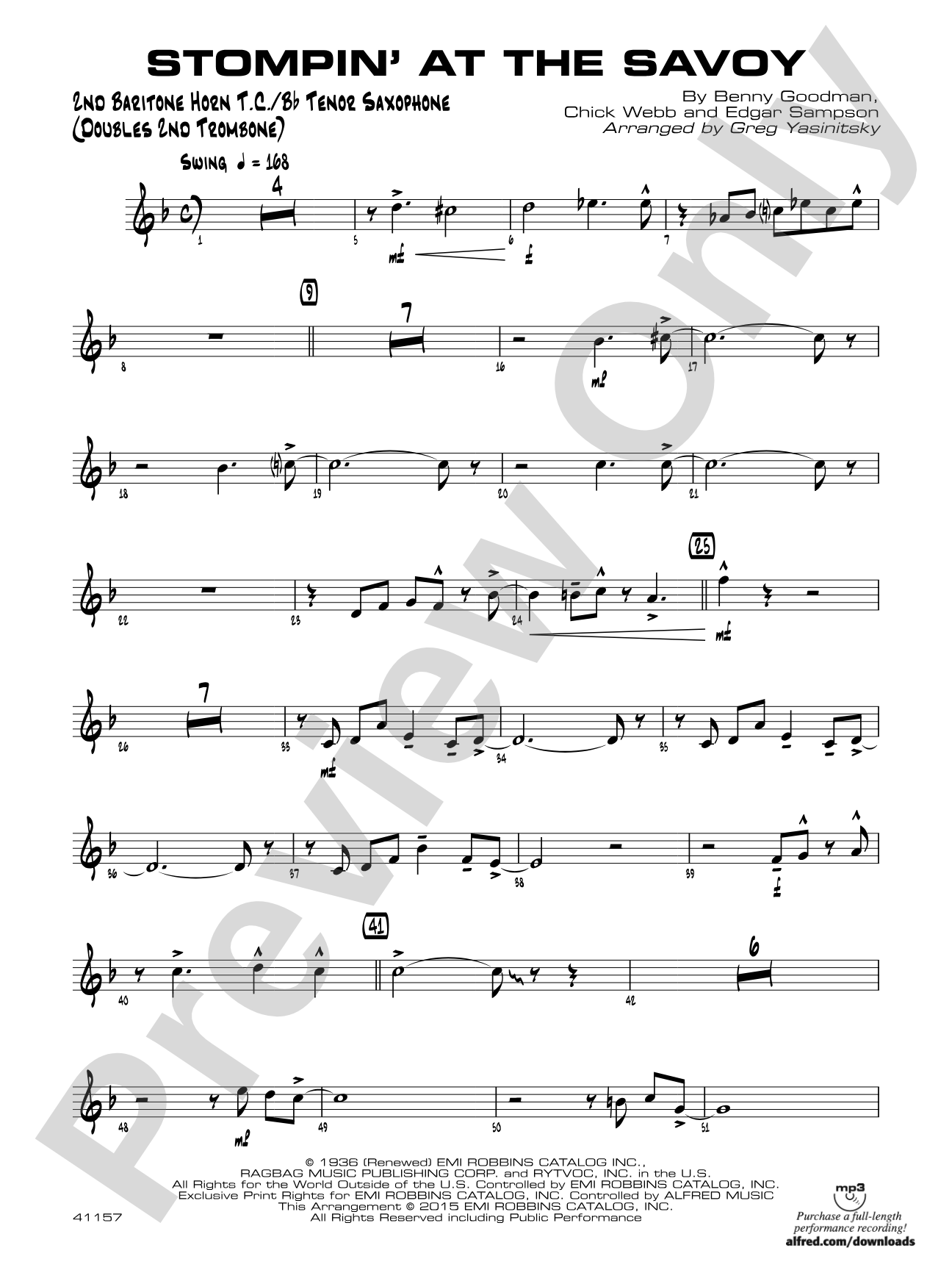 Stompin' at the Savoy: 2nd Baritone T.C.