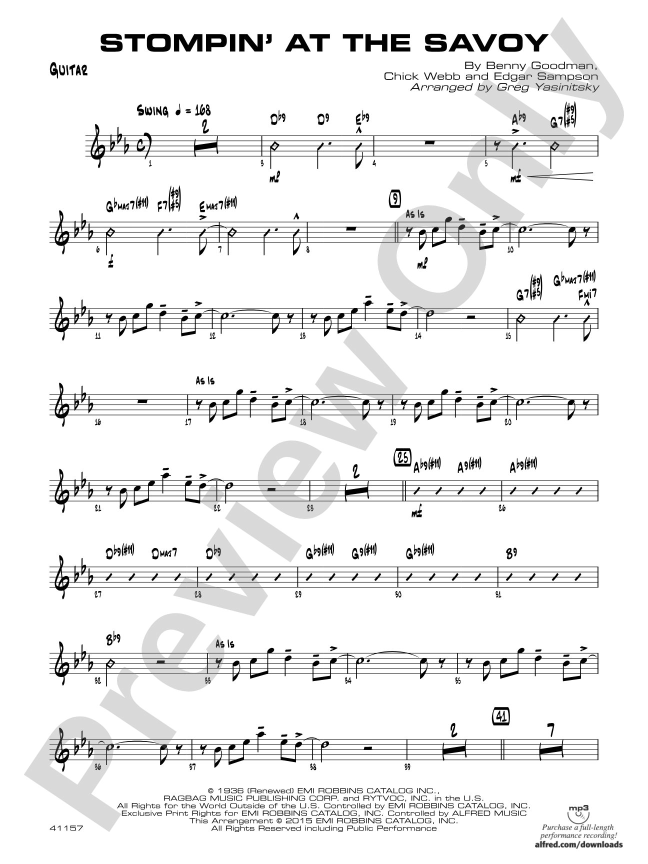 Stompin' at the Savoy: Guitar | Digital Sheet Music Download
