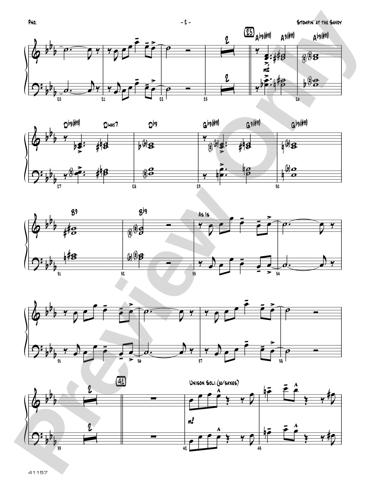 Stompin' at the Savoy: Piano Accompaniment