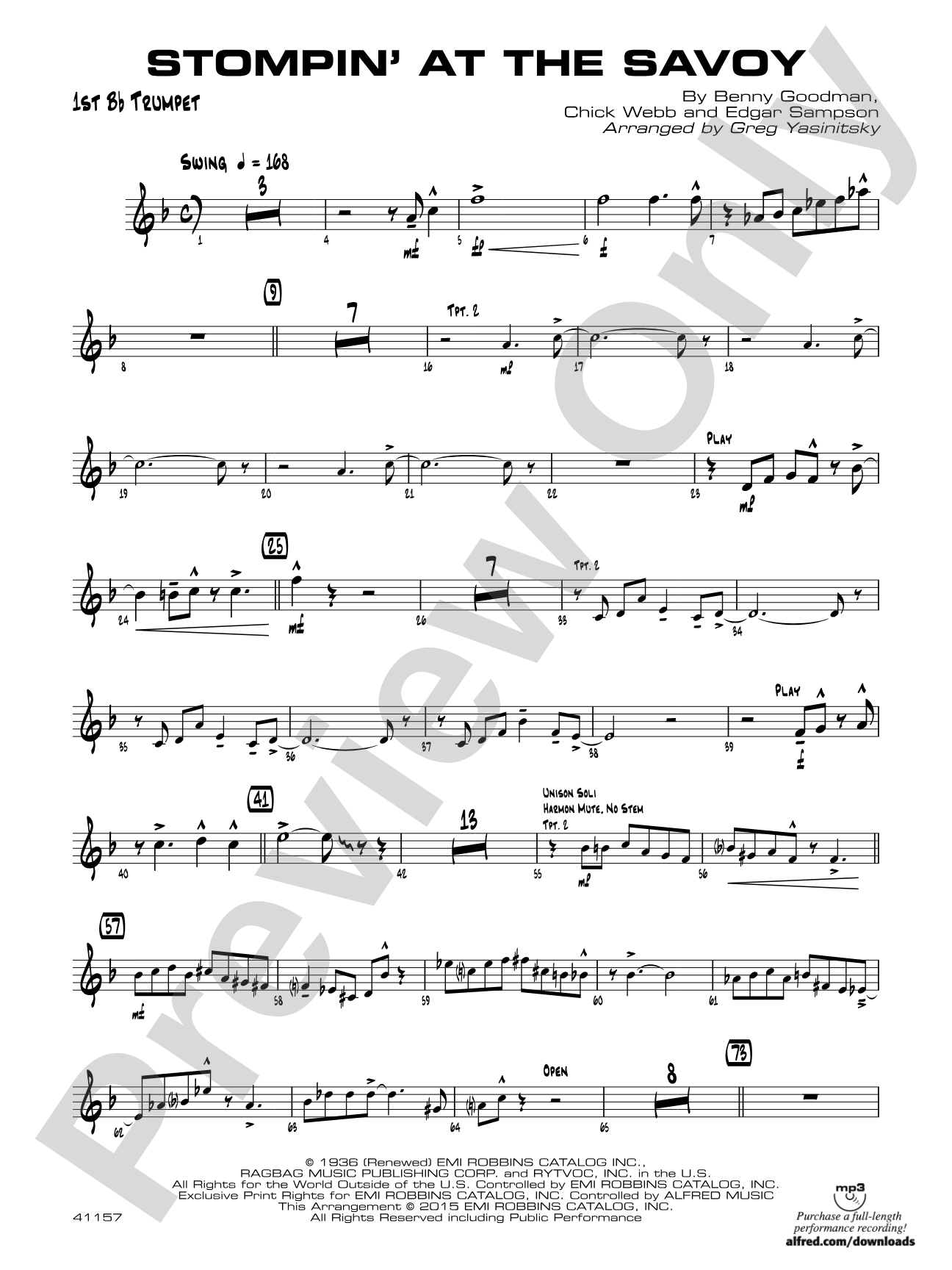 Stompin' at the Savoy: 1st B-flat Trumpet