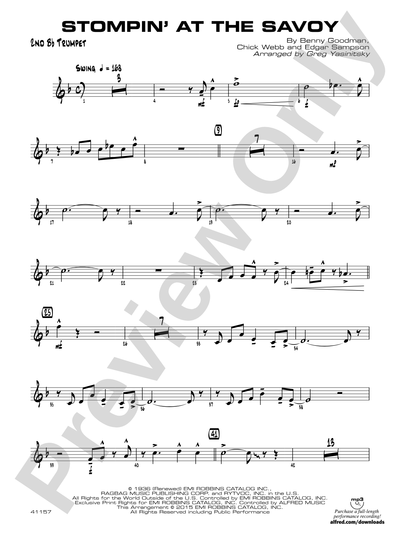 Stompin' at the Savoy: 2nd B-flat Trumpet