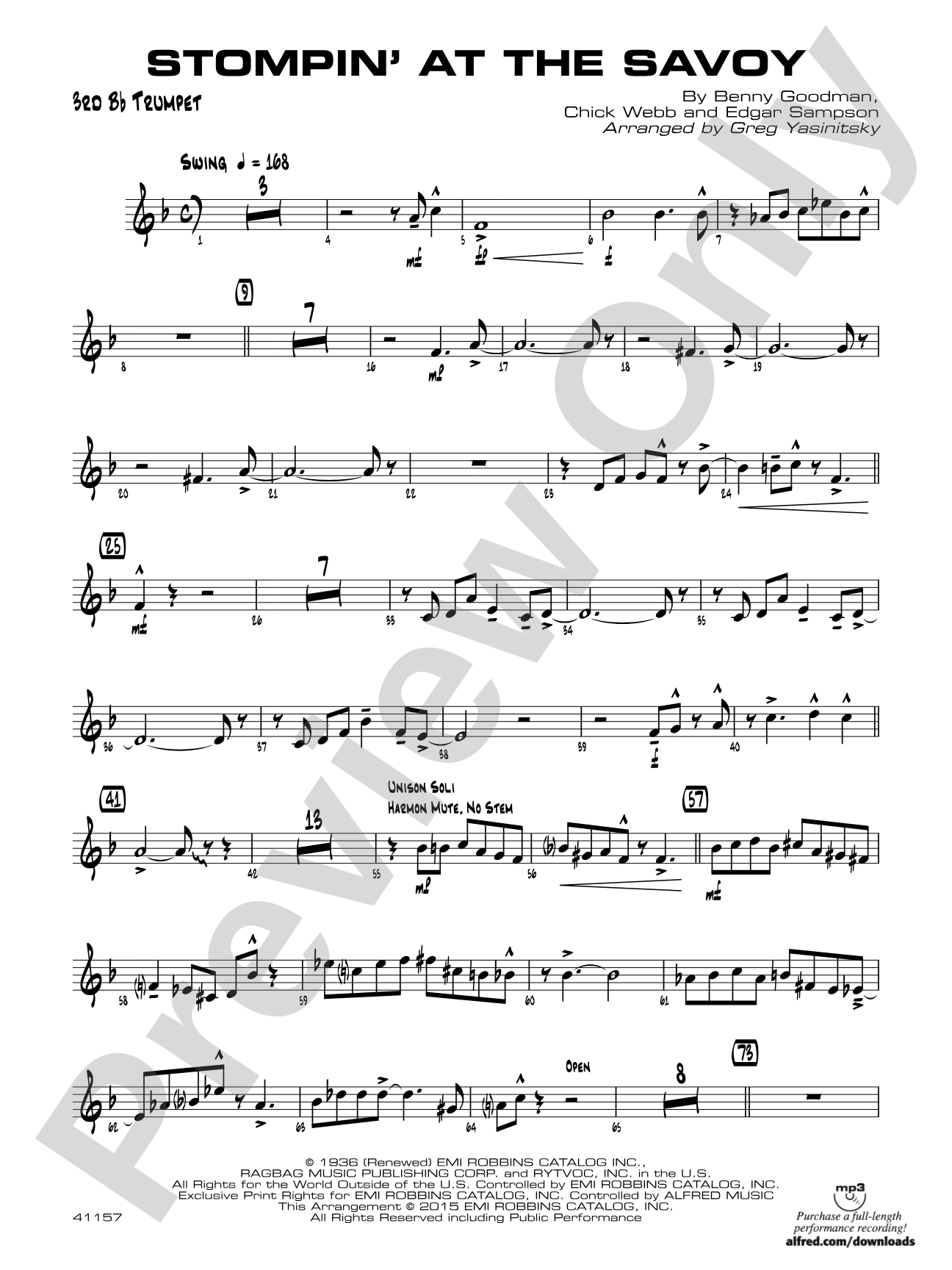 Stompin' at the Savoy: 3rd B-flat Trumpet