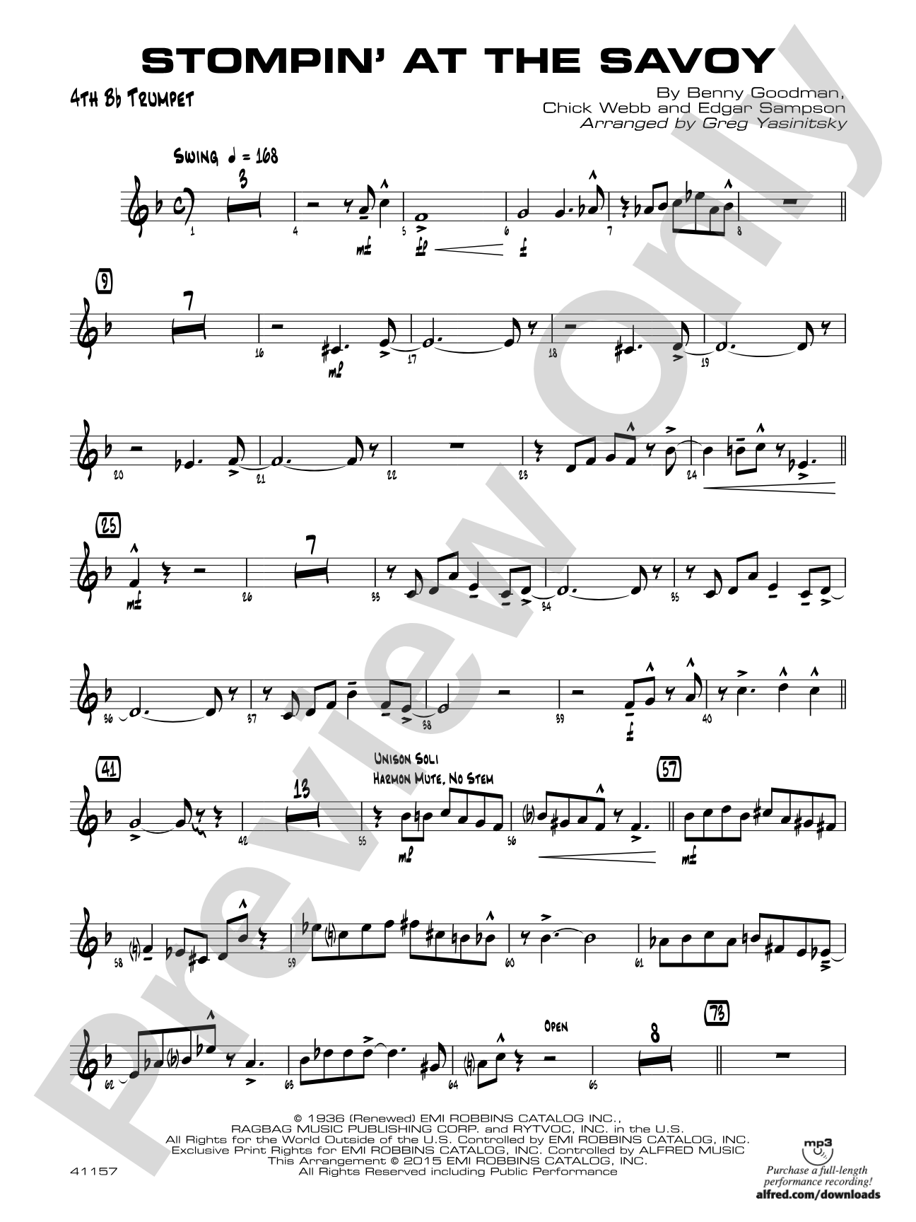 Stompin' at the Savoy: 4th B-flat Trumpet