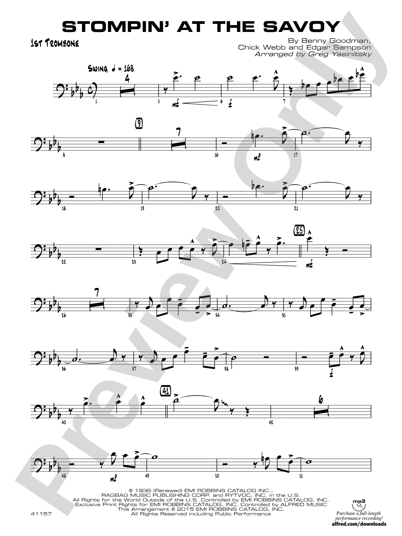 Stompin' at the Savoy: 1st Trombone