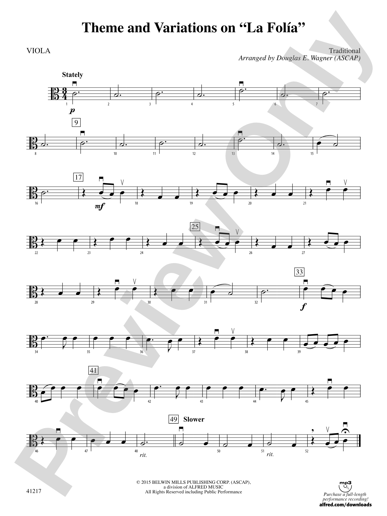 Theme and Variations on "La Folía": Viola