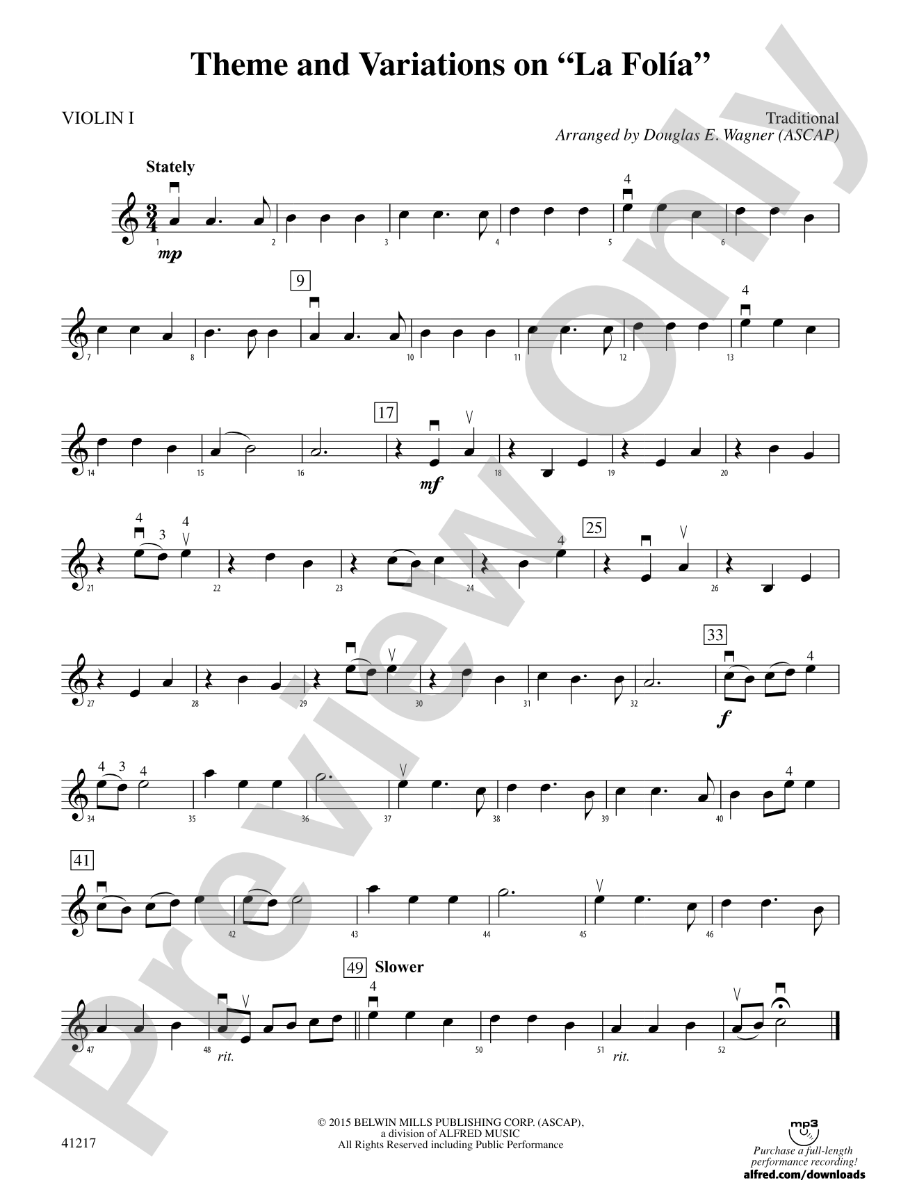 Theme and Variations on "La Folía": 1st Violin