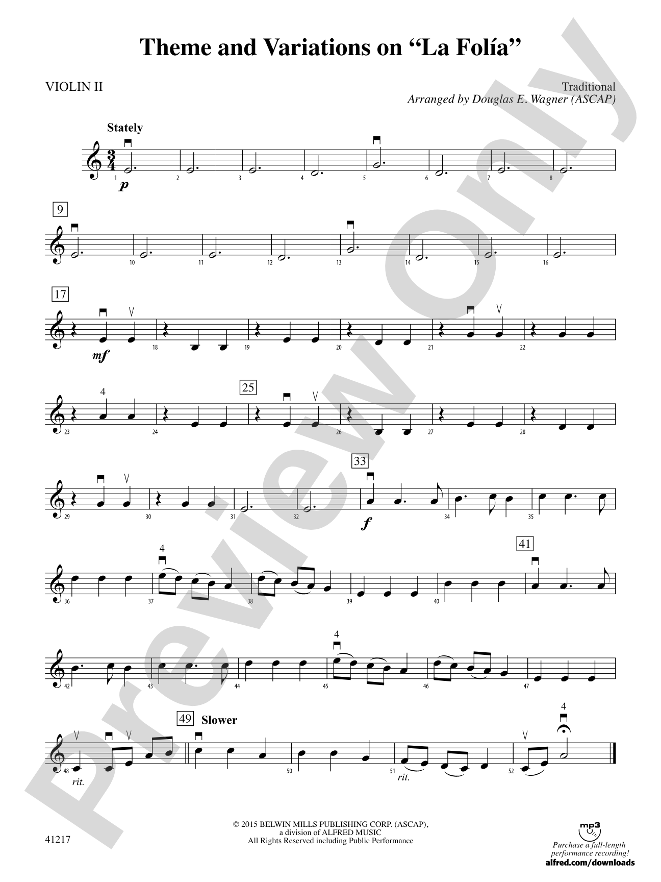 Theme and Variations on "La Folía": 2nd Violin
