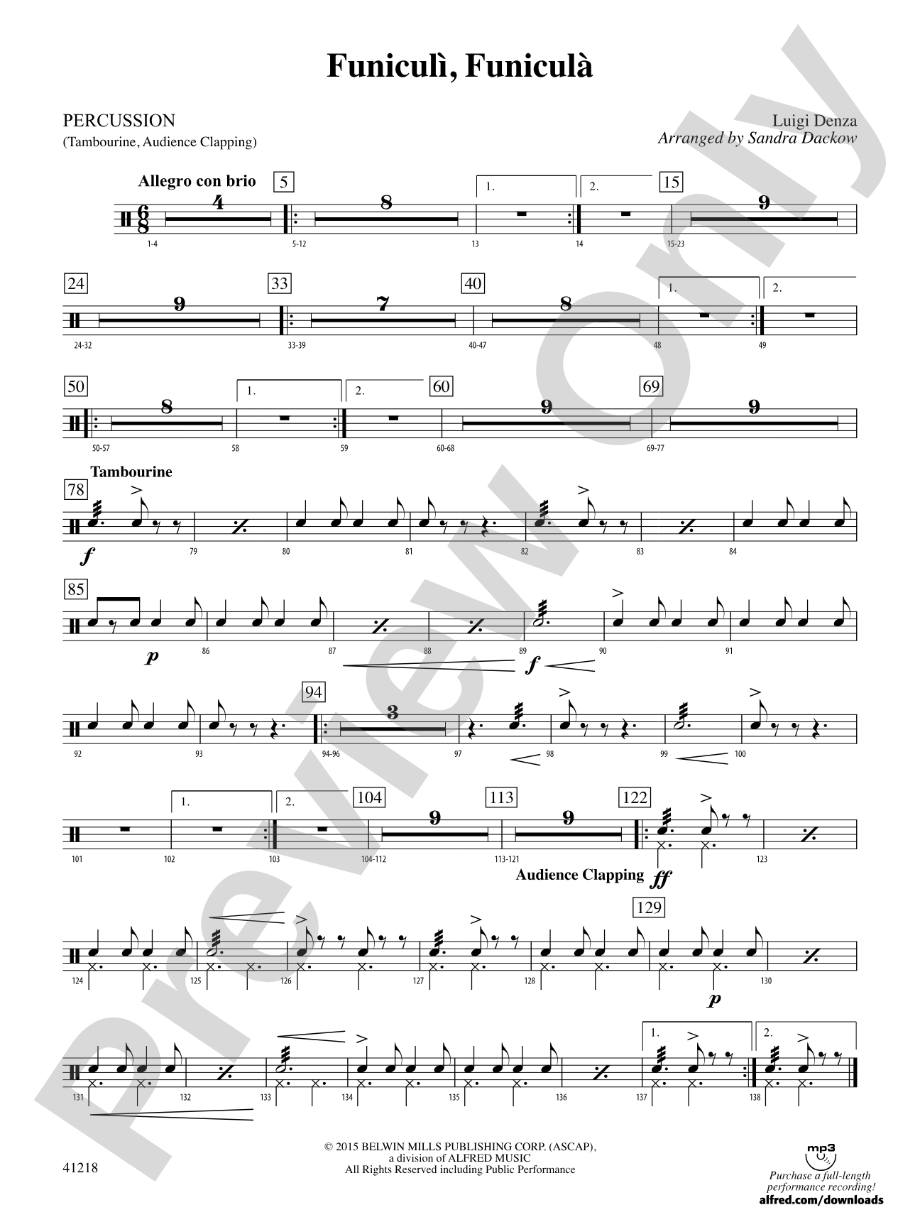 Funiculì, Funiculà: 1st Percussion