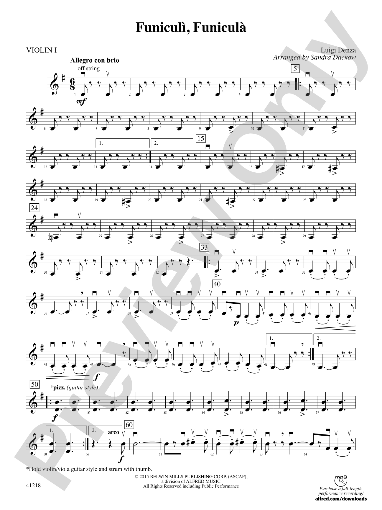 Funiculì, Funiculà: 1st Violin