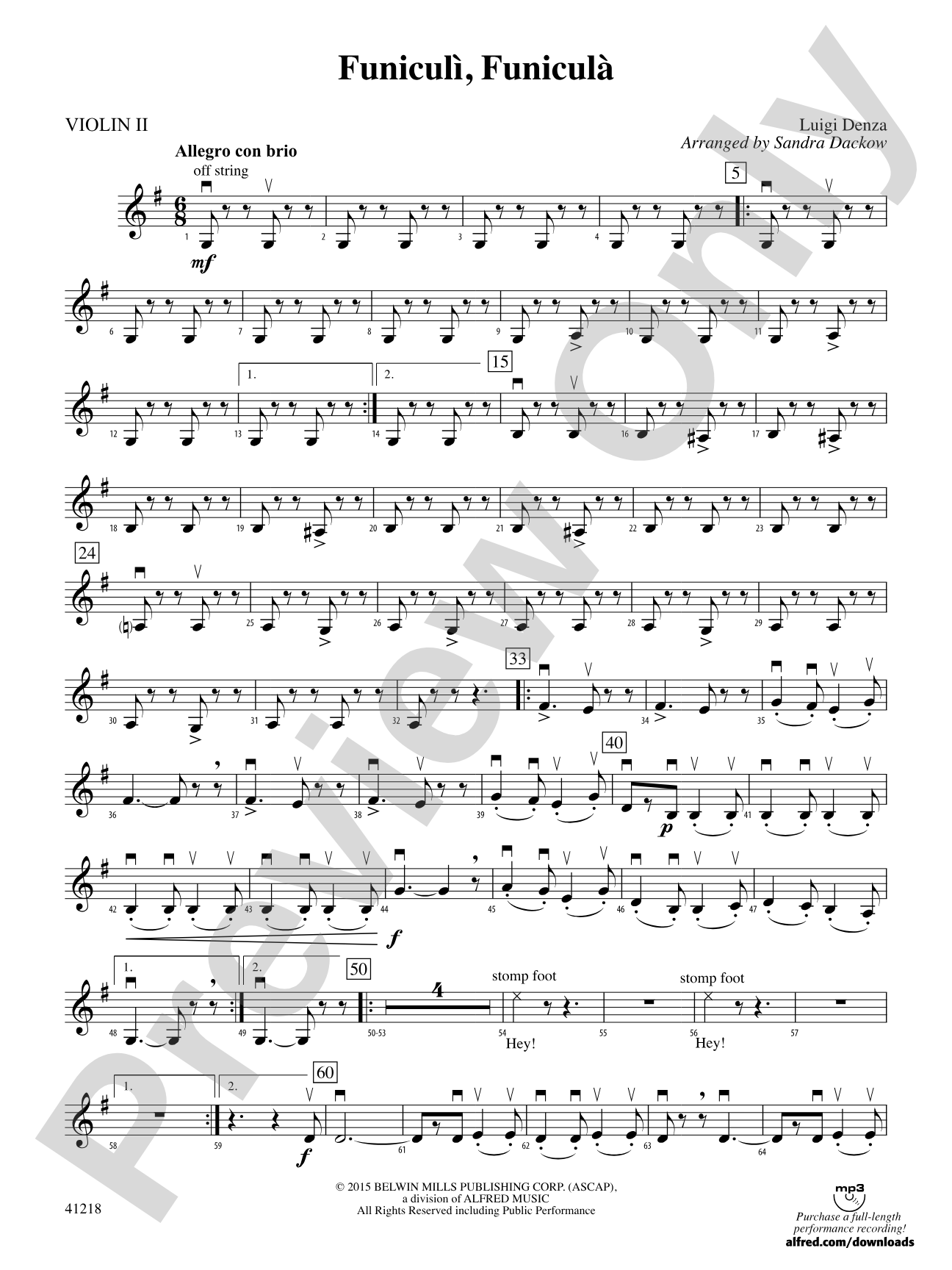 Funiculì, Funiculà: 2nd Violin