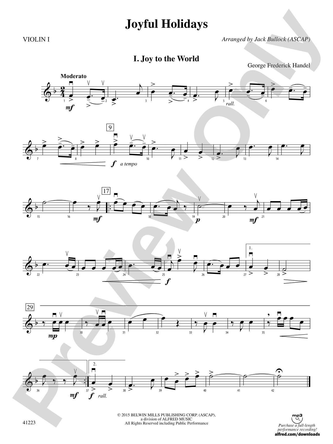 Joyful Holidays: 1st Violin