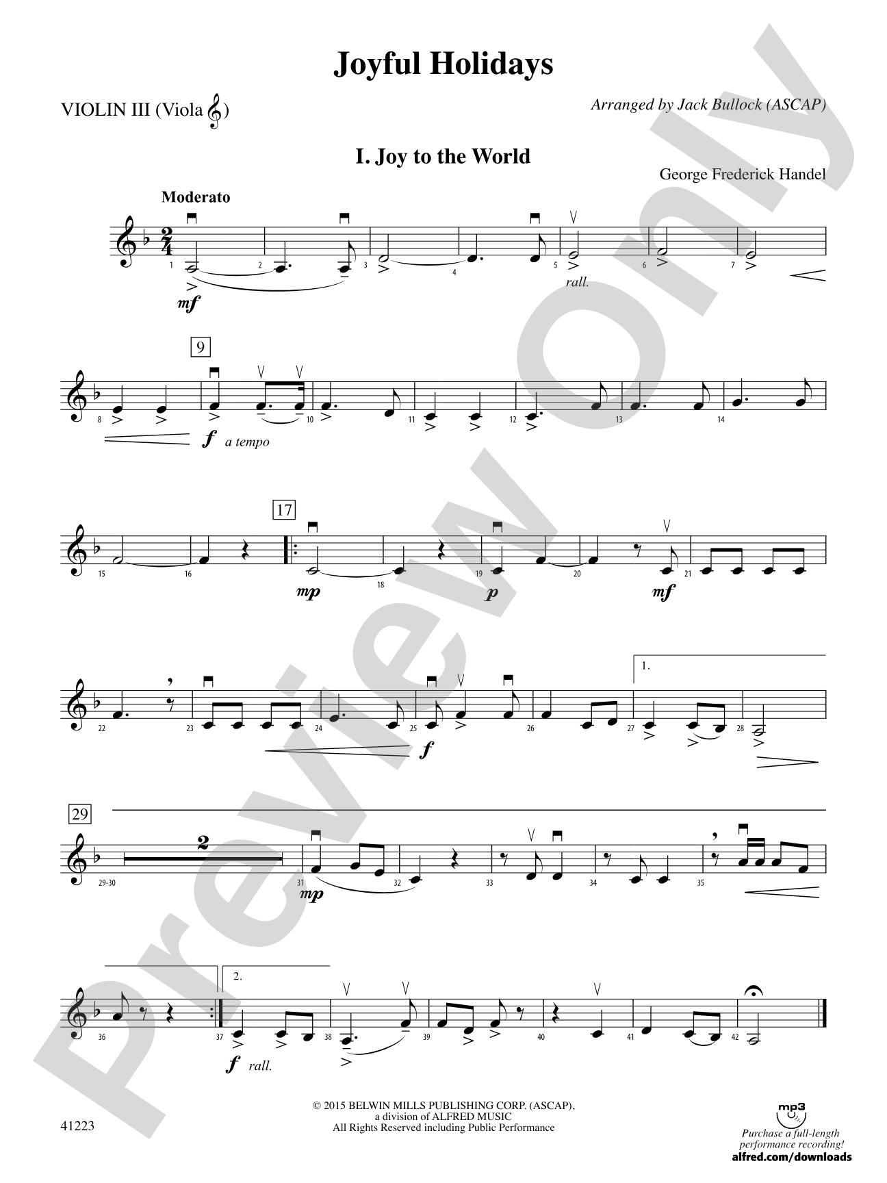 Joyful Holidays: 3rd Violin (Viola [TC])