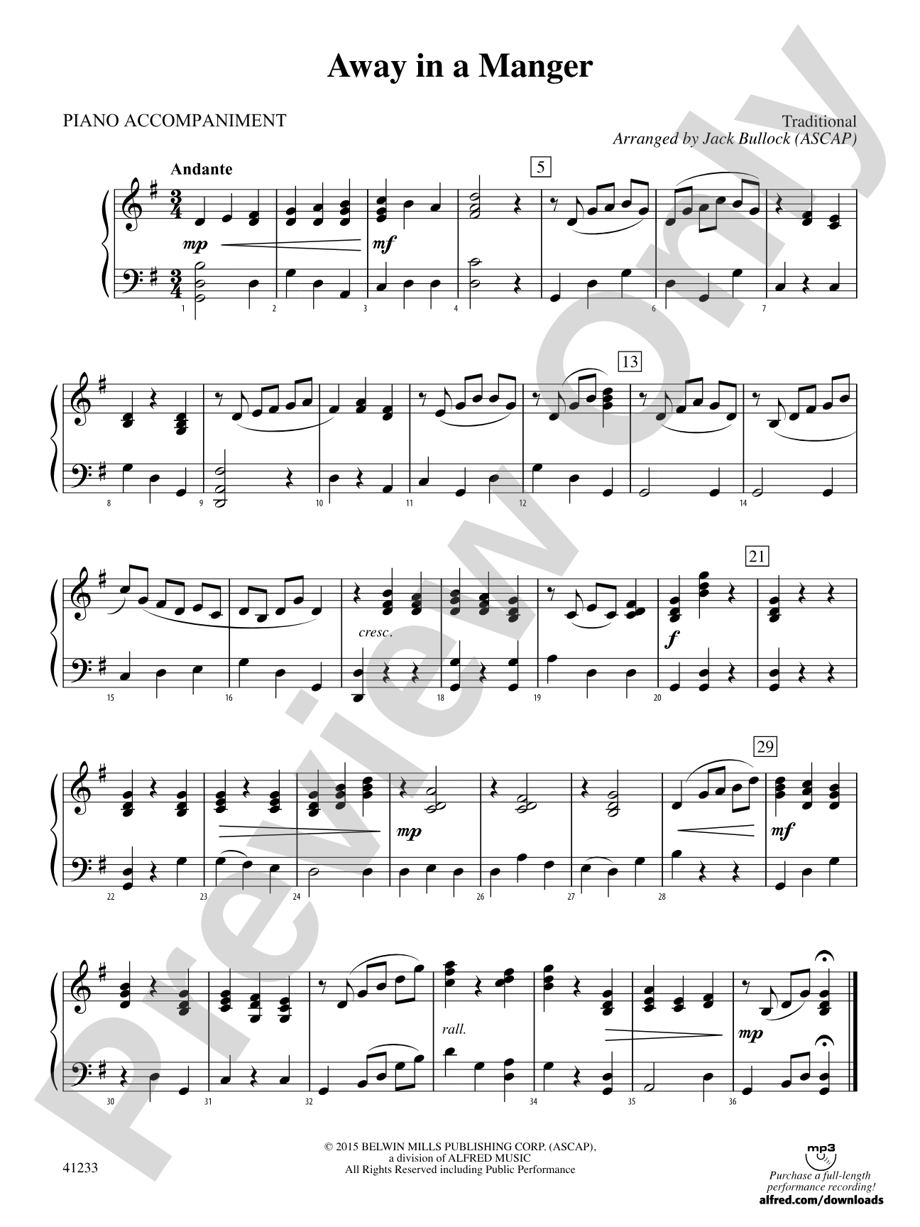 Away in a Manger: Piano Accompaniment