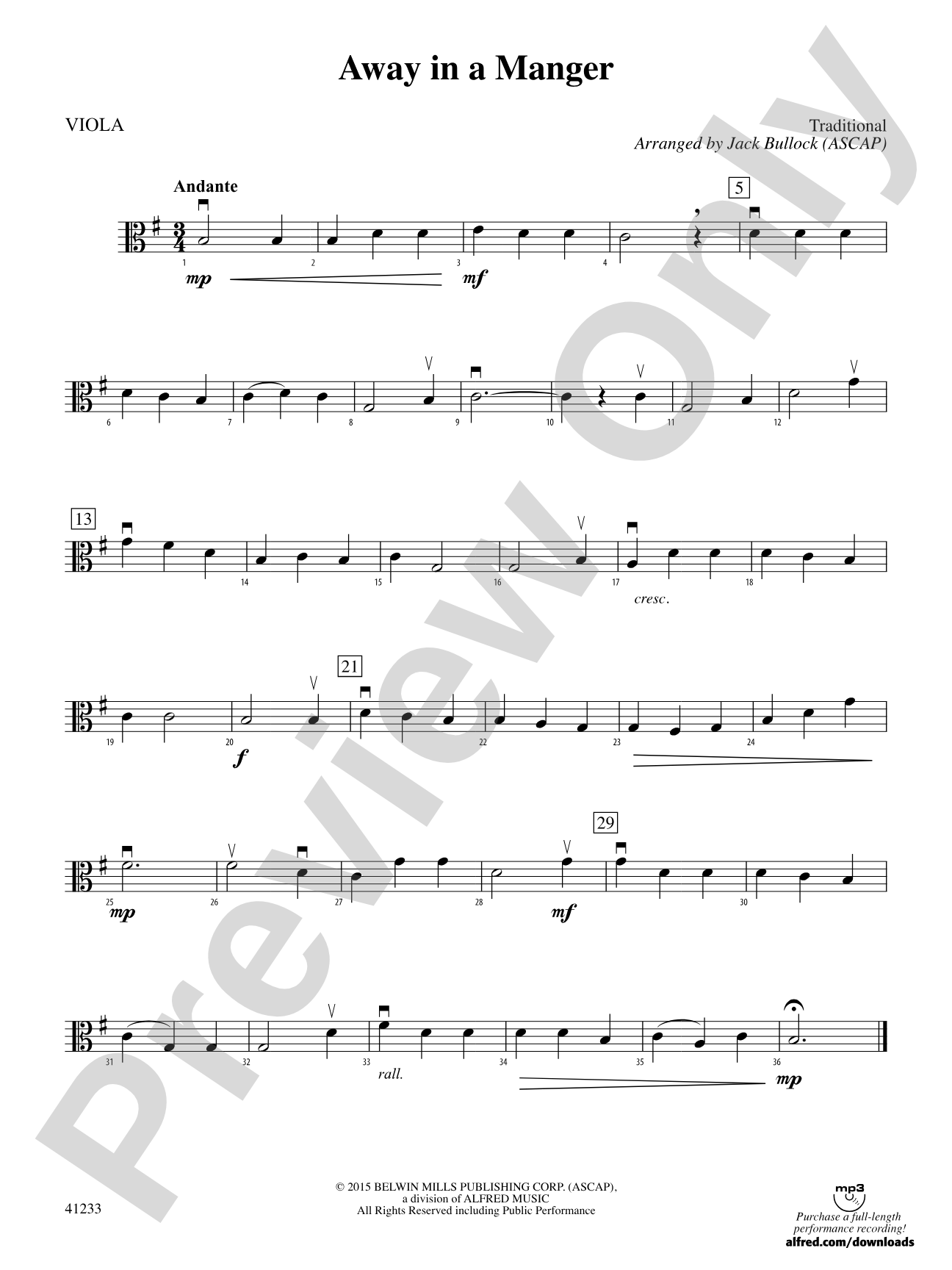 Away in a Manger: Viola