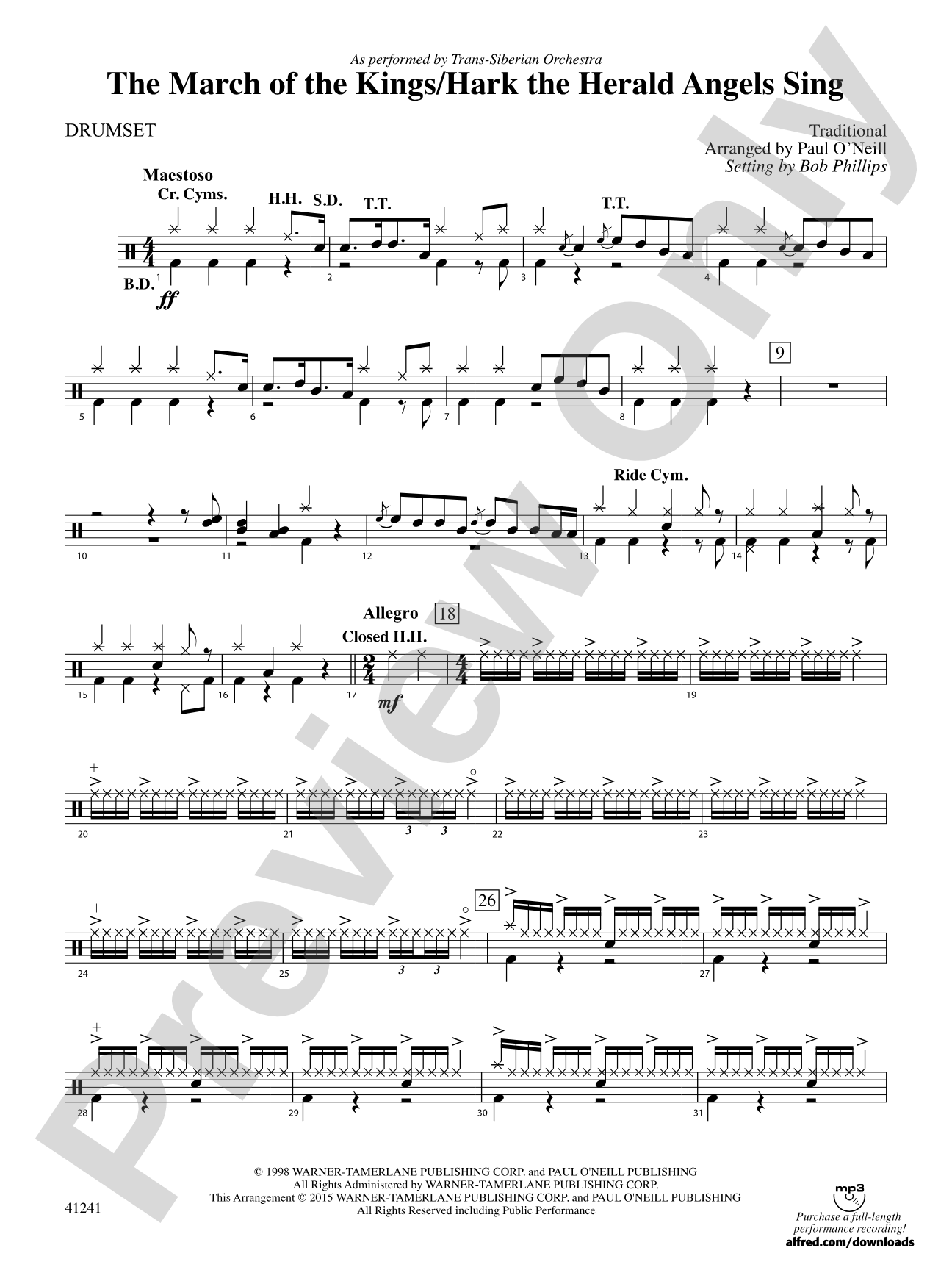 The March of the Kings / Hark the Herald Angels Sing: Drums