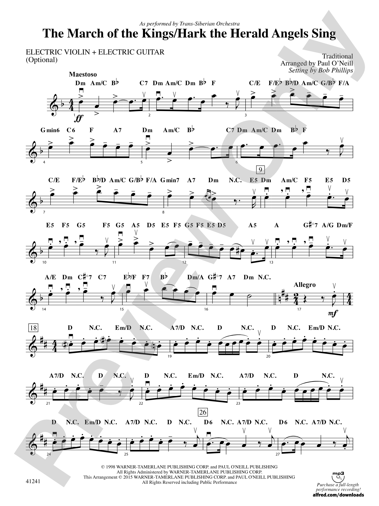 The March of the Kings / Hark the Herald Angels Sing: Electric Violin