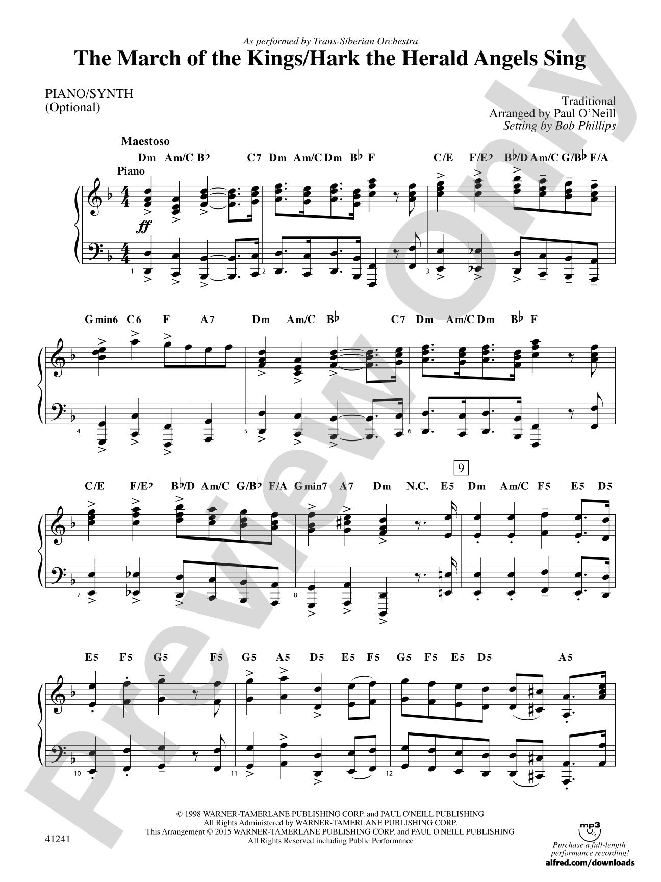 The March of the Kings / Hark the Herald Angels Sing: Piano Accompaniment