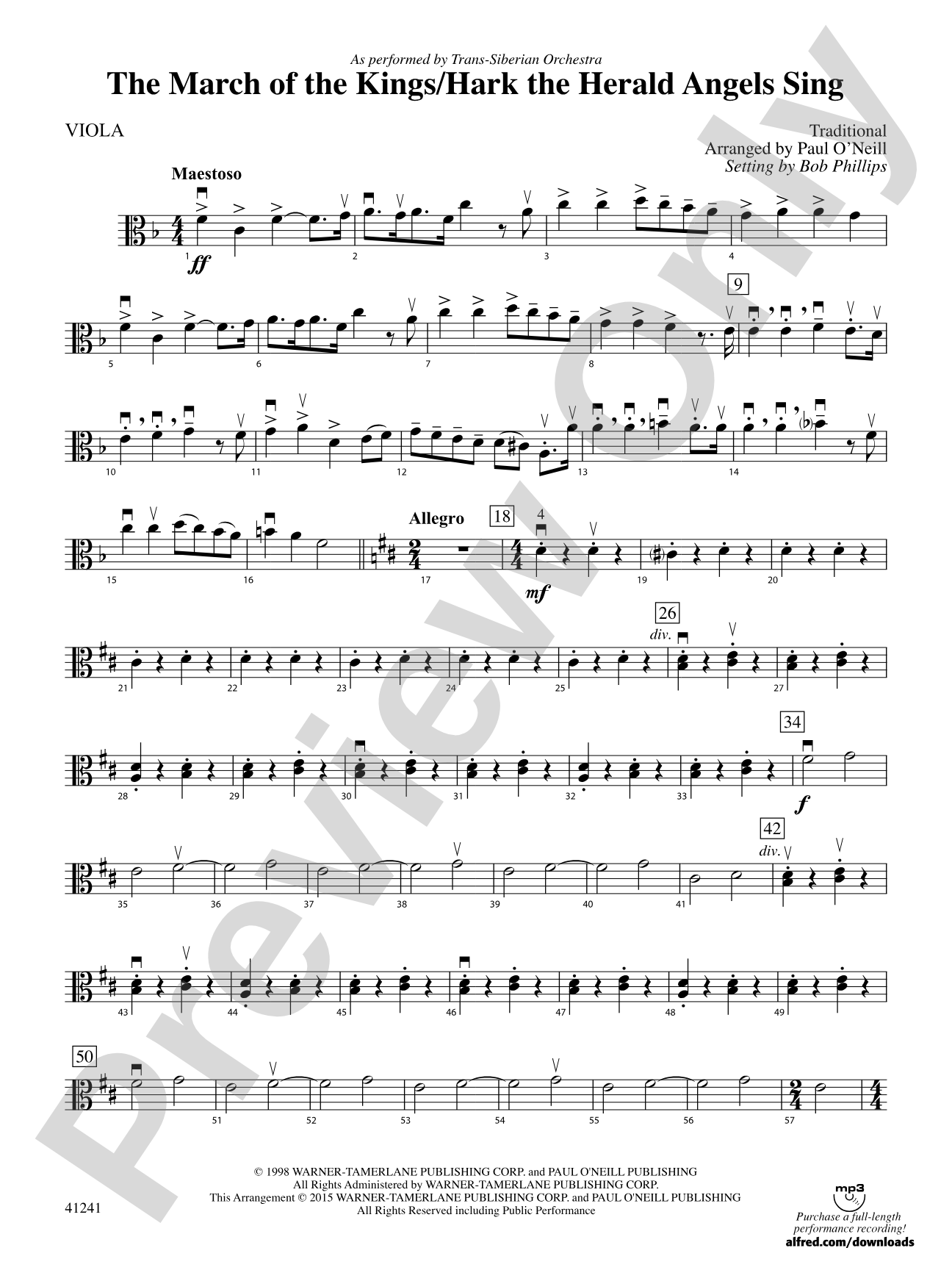 The March of the Kings / Hark the Herald Angels Sing: Viola