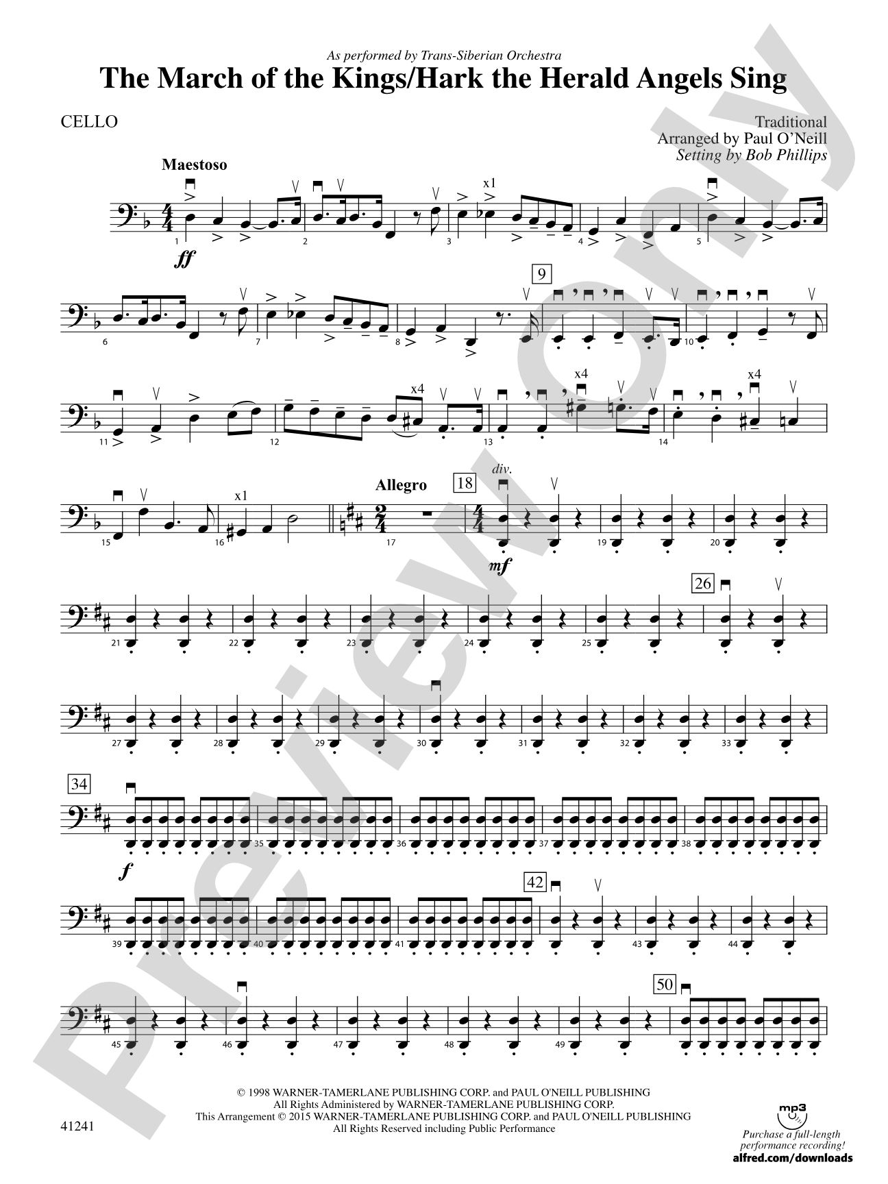The March of the Kings / Hark the Herald Angels Sing: Cello