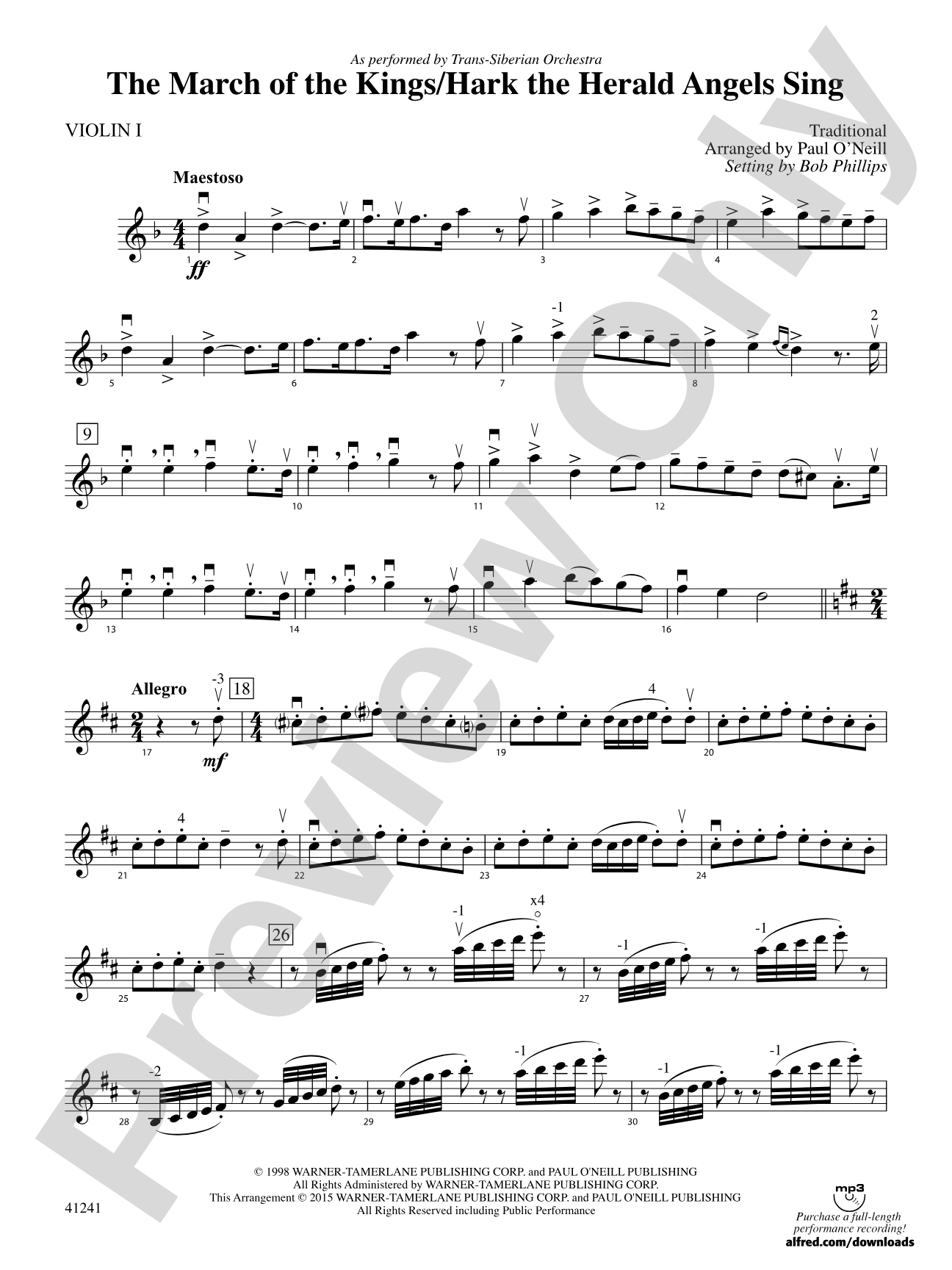 The March of the Kings / Hark the Herald Angels Sing: 1st Violin