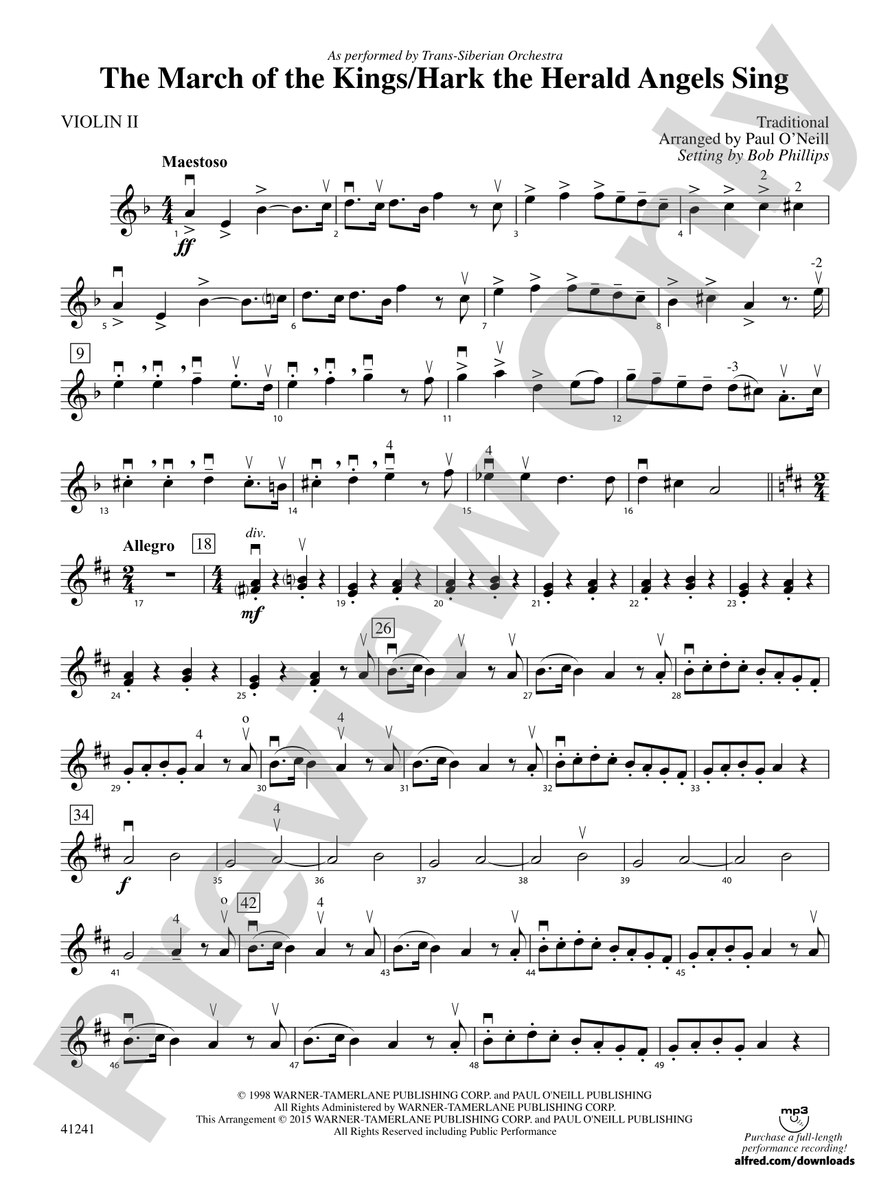 The March of the Kings / Hark the Herald Angels Sing: 2nd Violin
