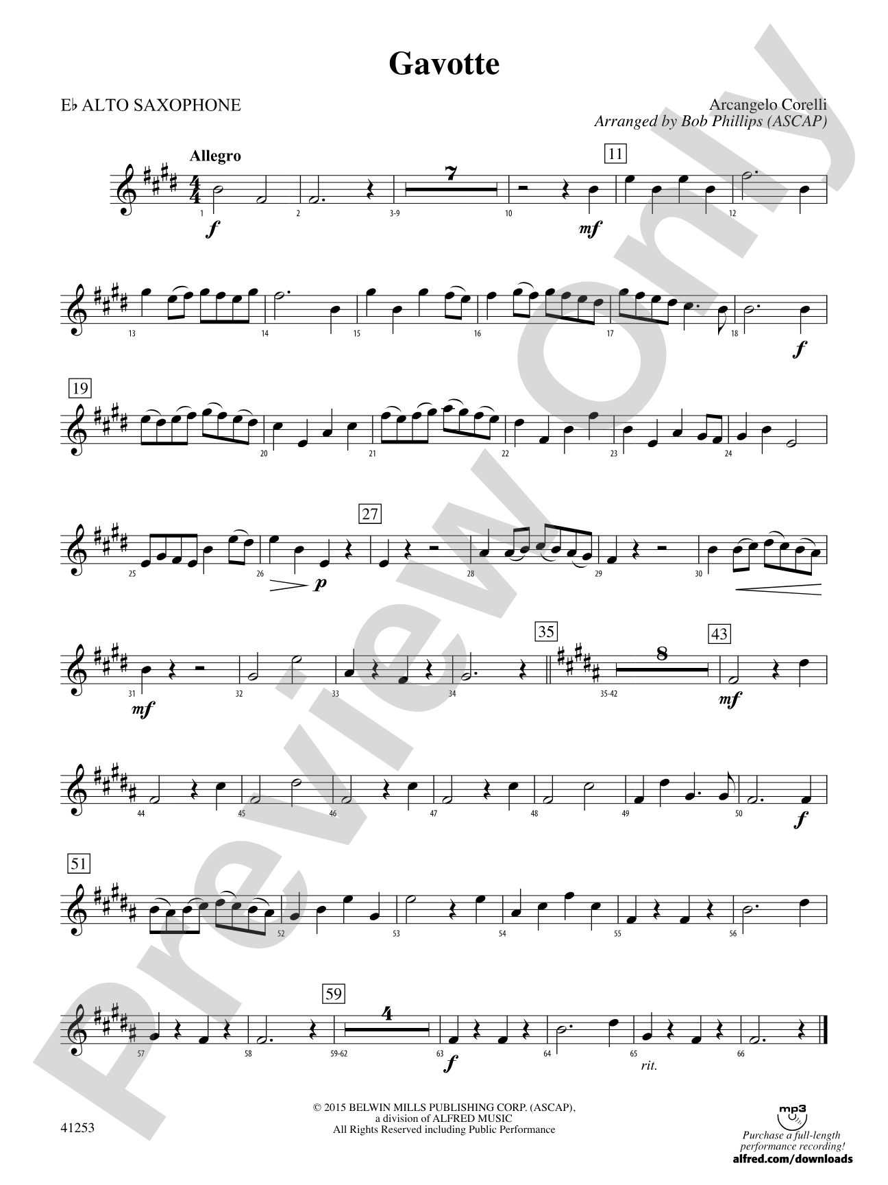 Gavotte: E-flat Alto Saxophone