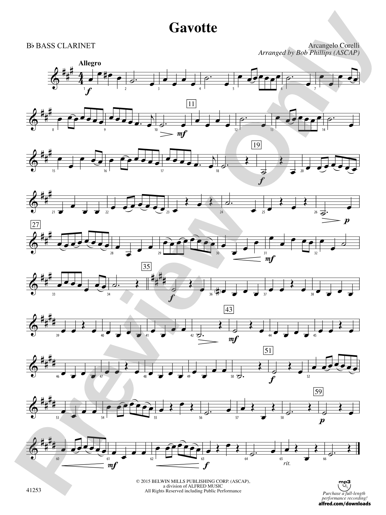 Gavotte: B-flat Bass Clarinet