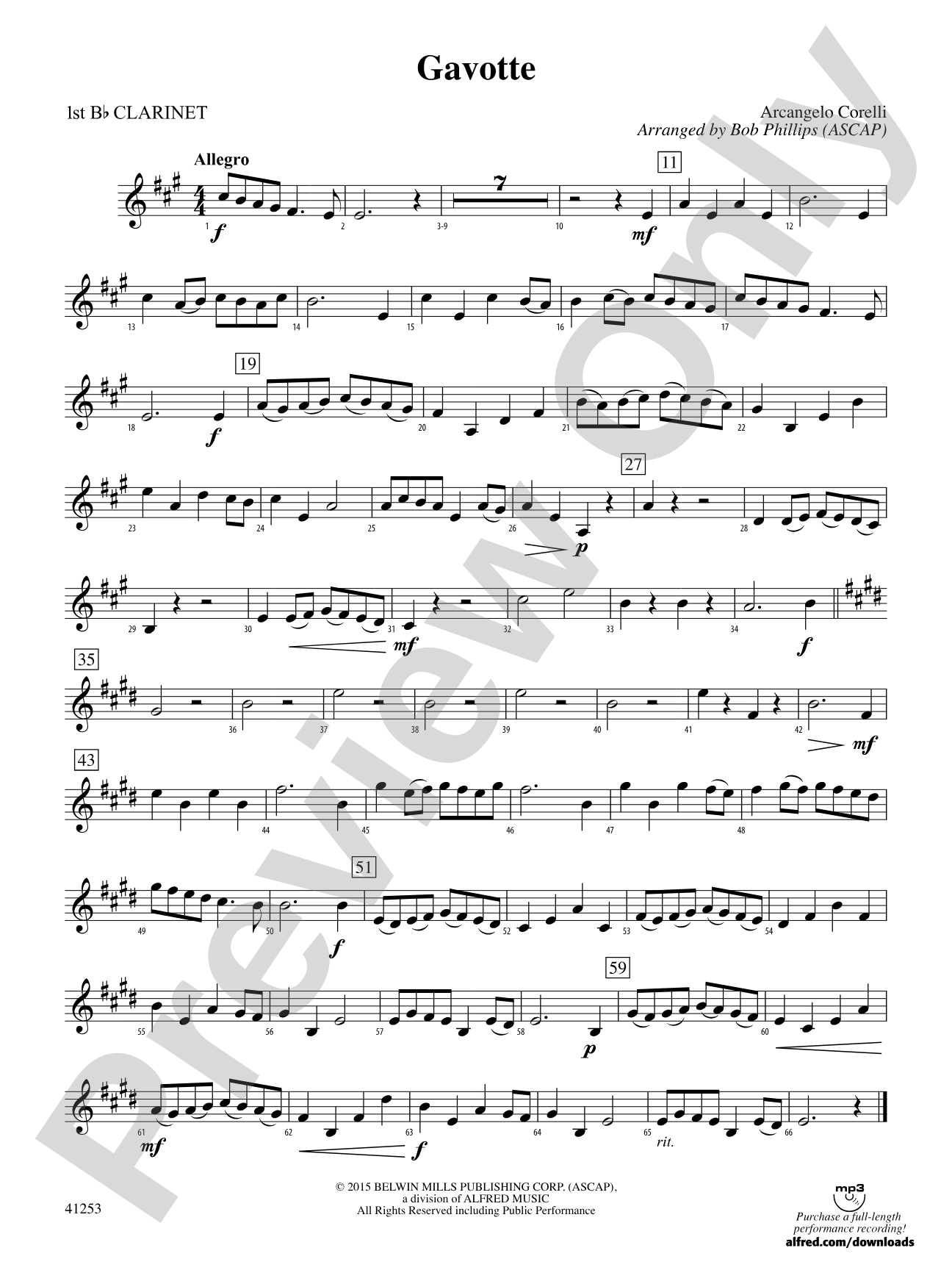 Gavotte: 1st B-flat Clarinet