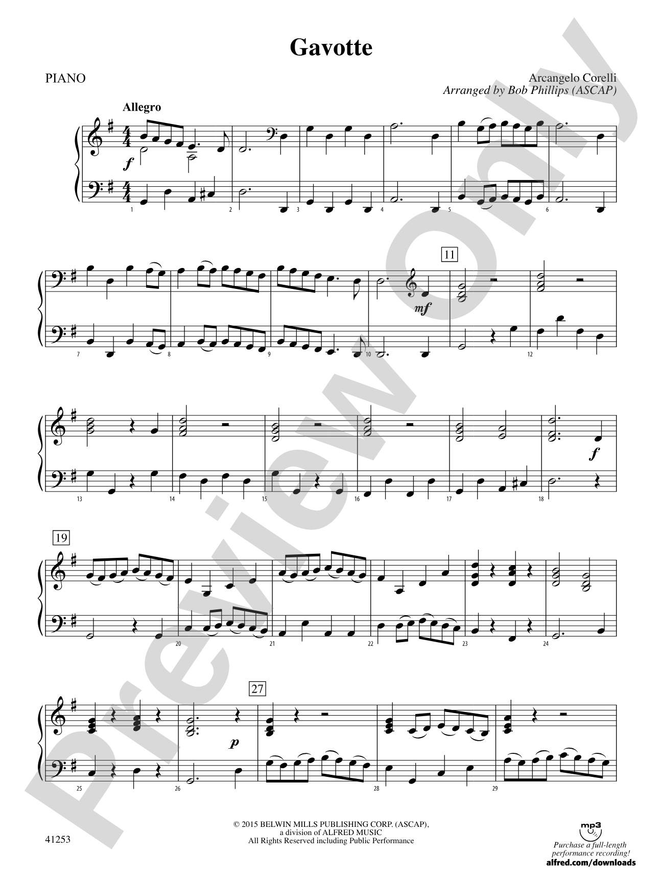 Gavotte: Piano Accompaniment
