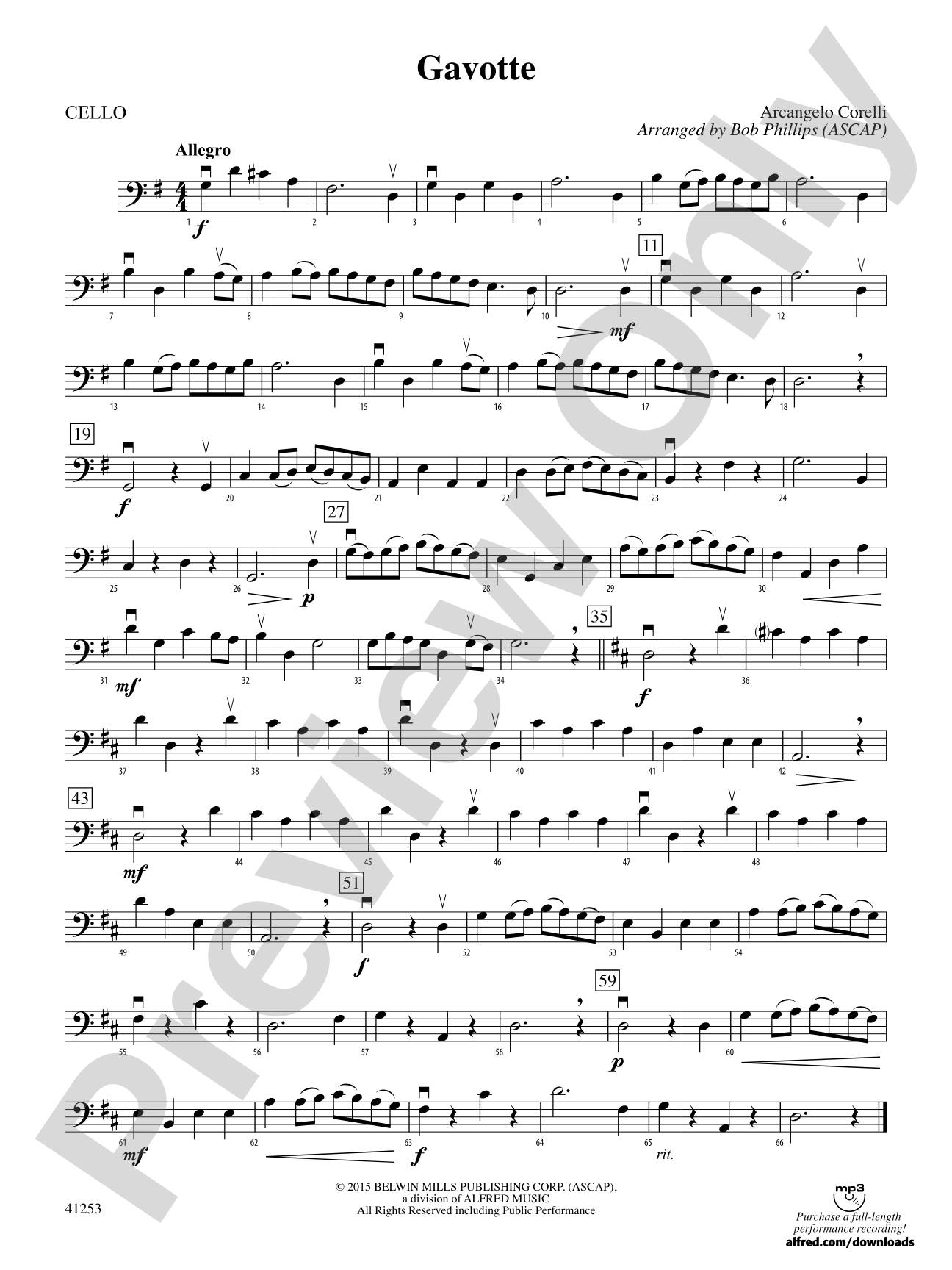 Gavotte: Cello