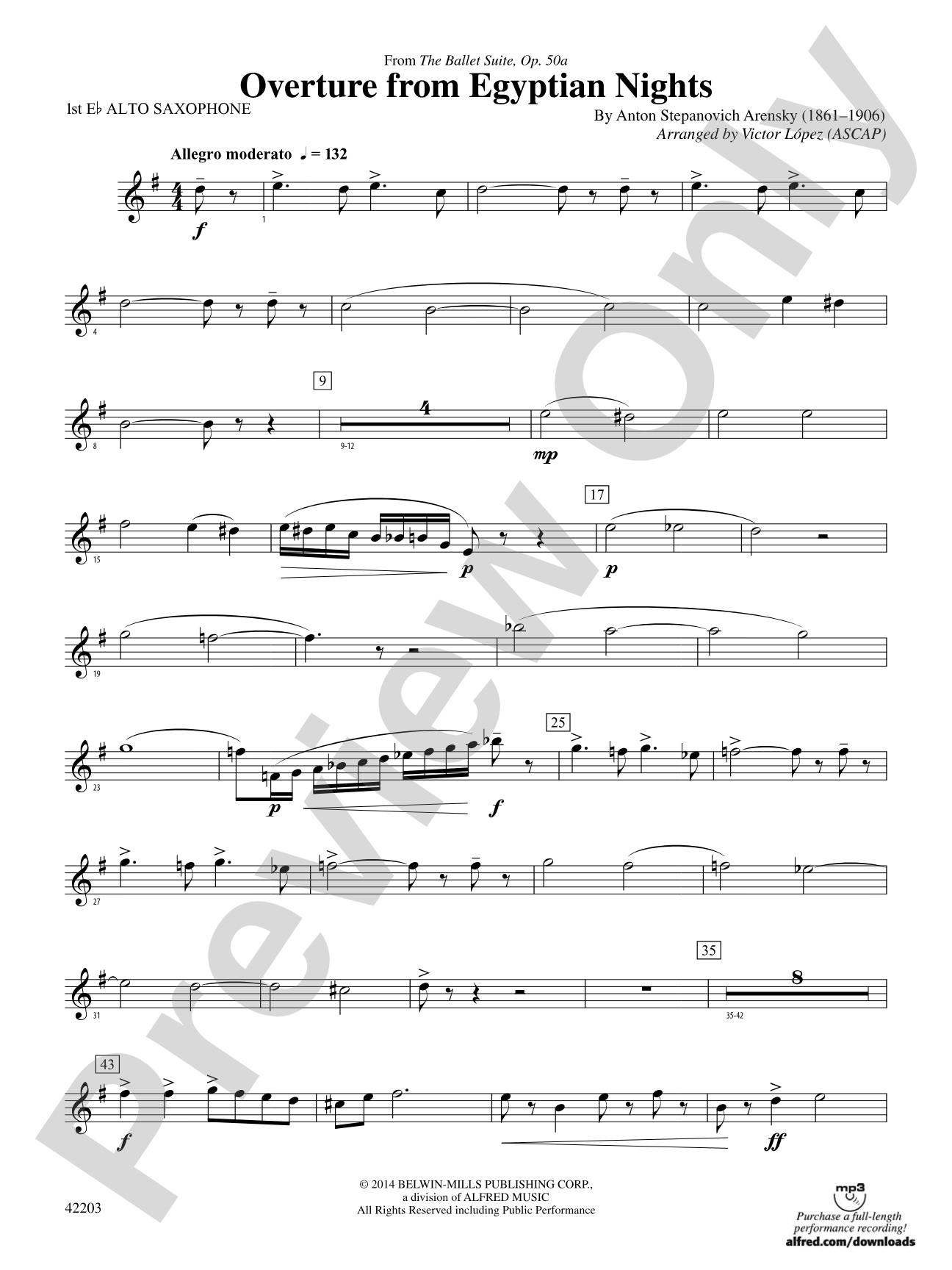 Overture from Egyptian Nights: E-flat Alto Saxophone