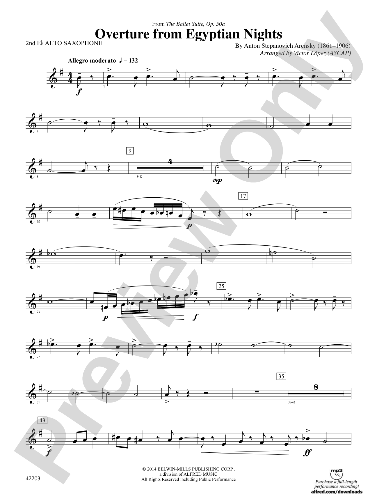 Overture from Egyptian Nights: 2nd E-flat Alto Saxophone