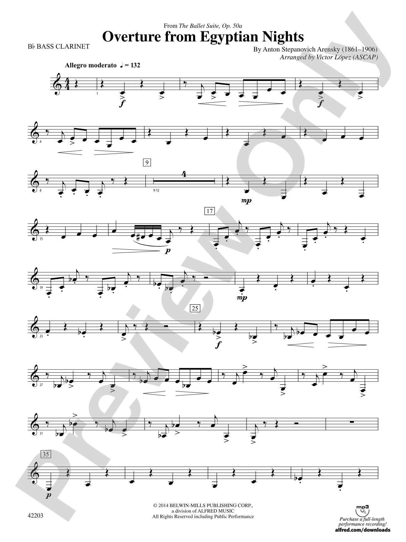 Overture from Egyptian Nights: B-flat Bass Clarinet