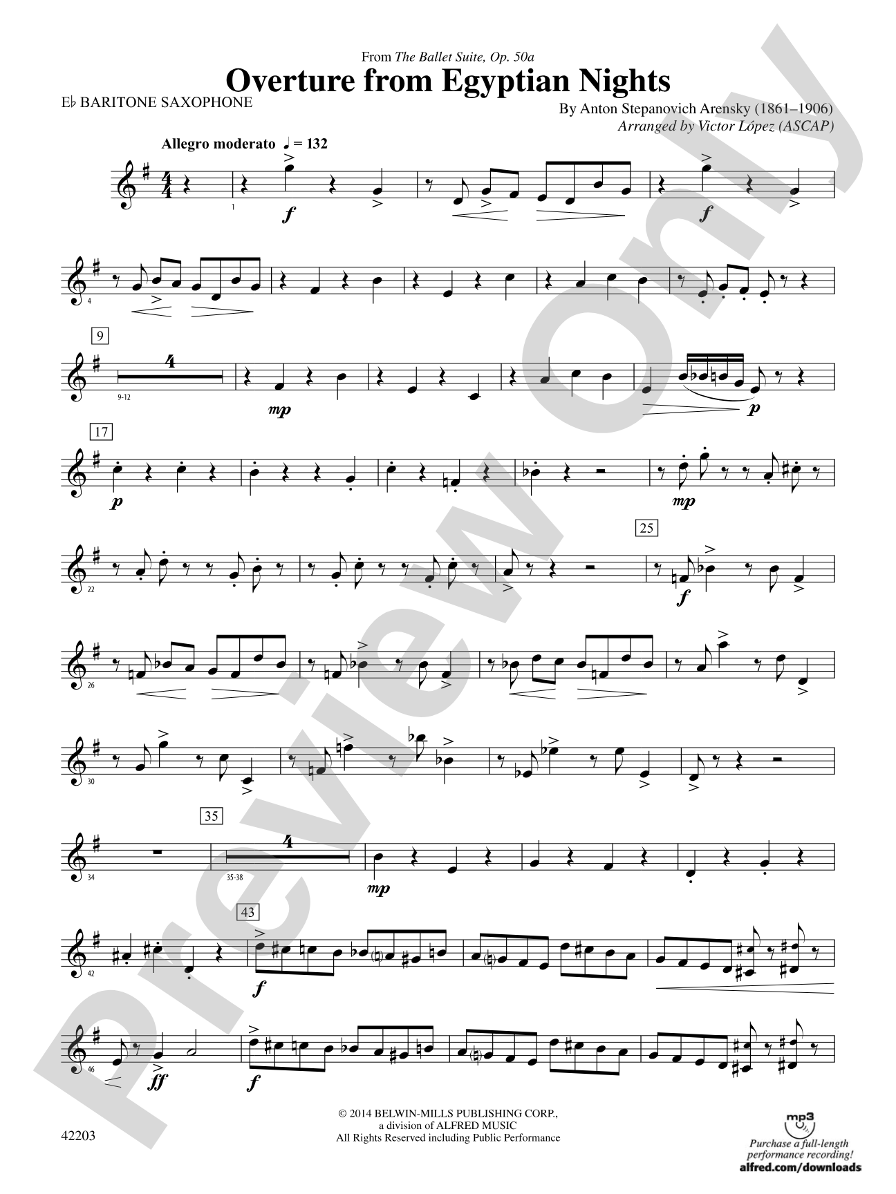 Overture from Egyptian Nights: E-flat Baritone Saxophone
