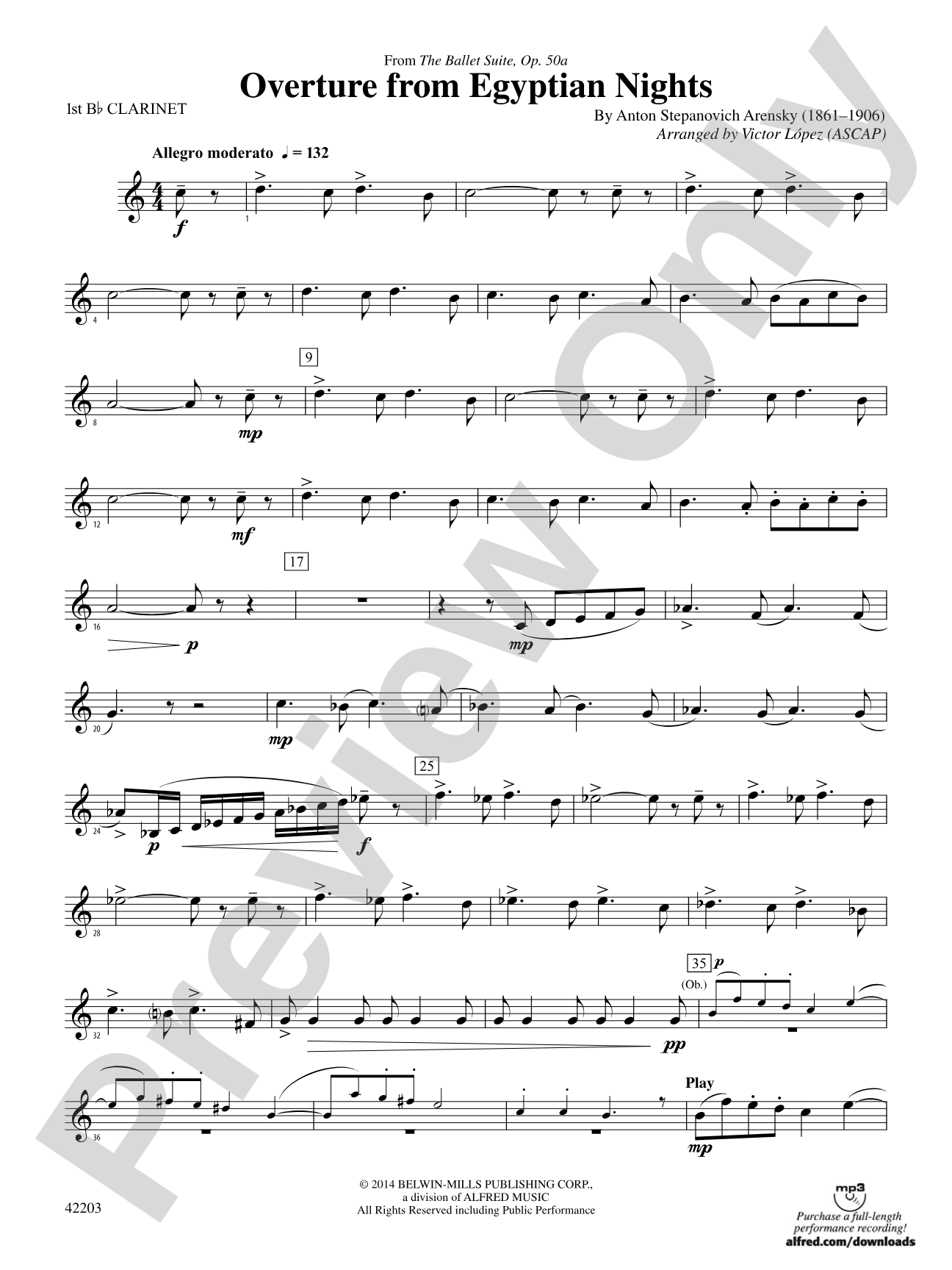Overture from Egyptian Nights: 1st B-flat Clarinet