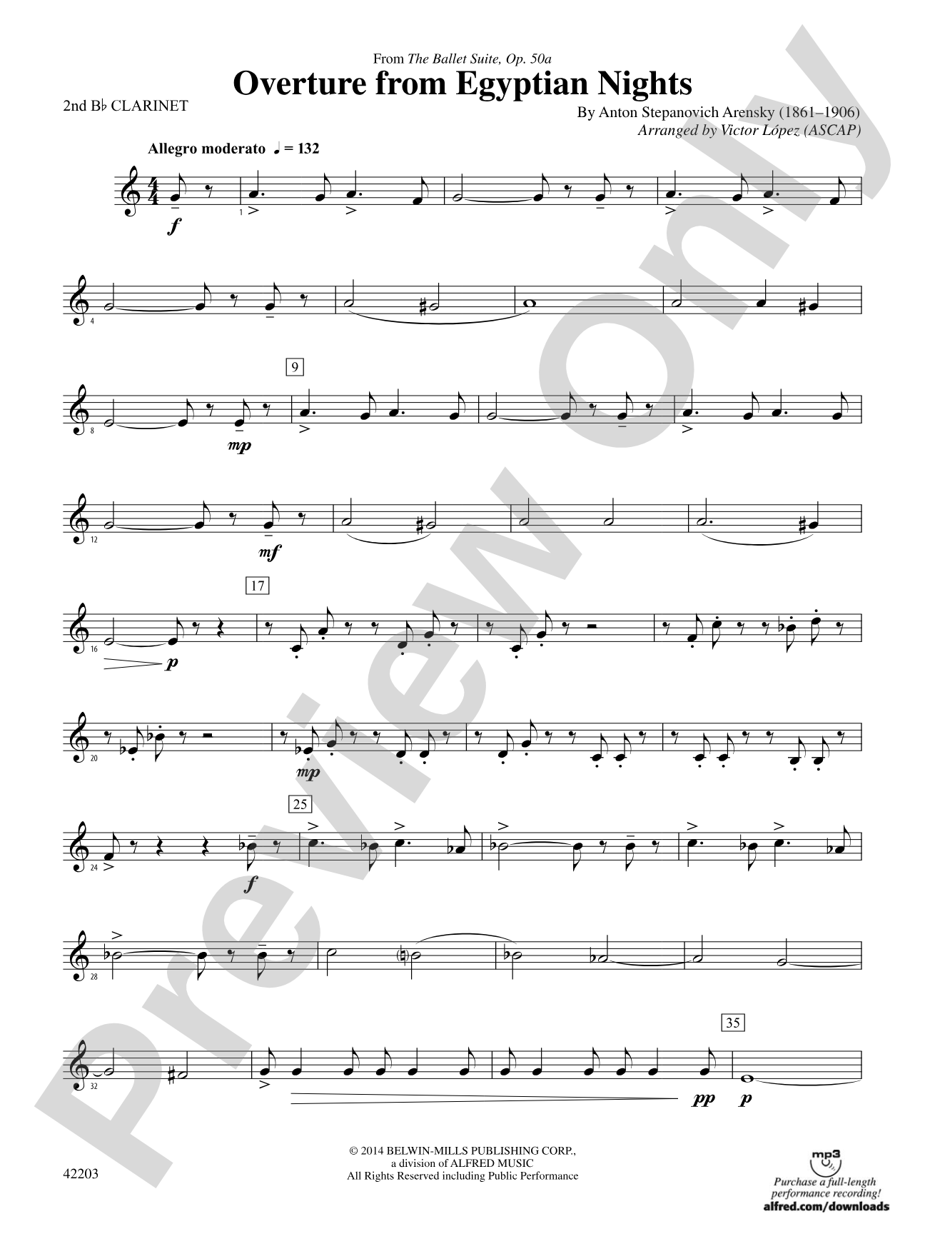 Overture from Egyptian Nights: 2nd B-flat Clarinet