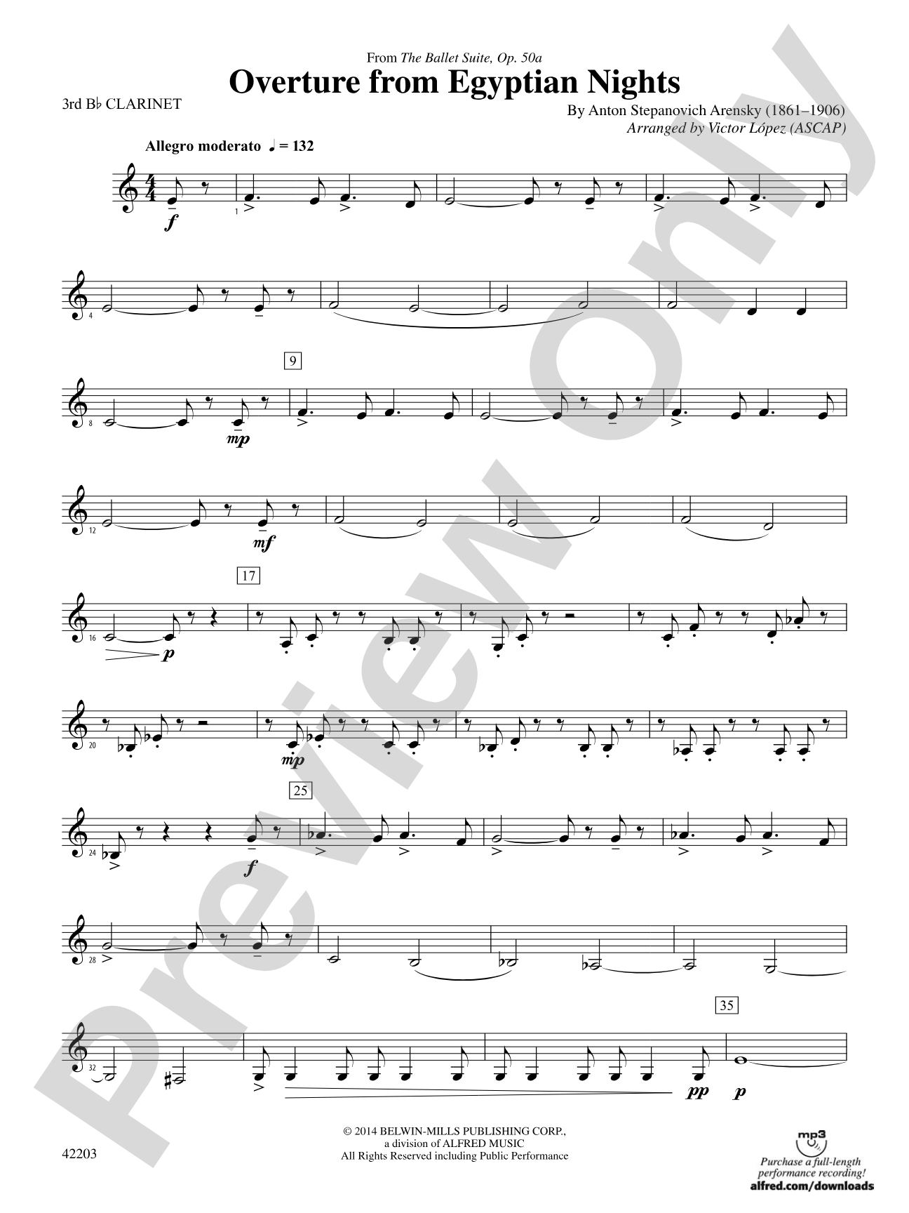 Overture from Egyptian Nights: 3rd B-flat Clarinet