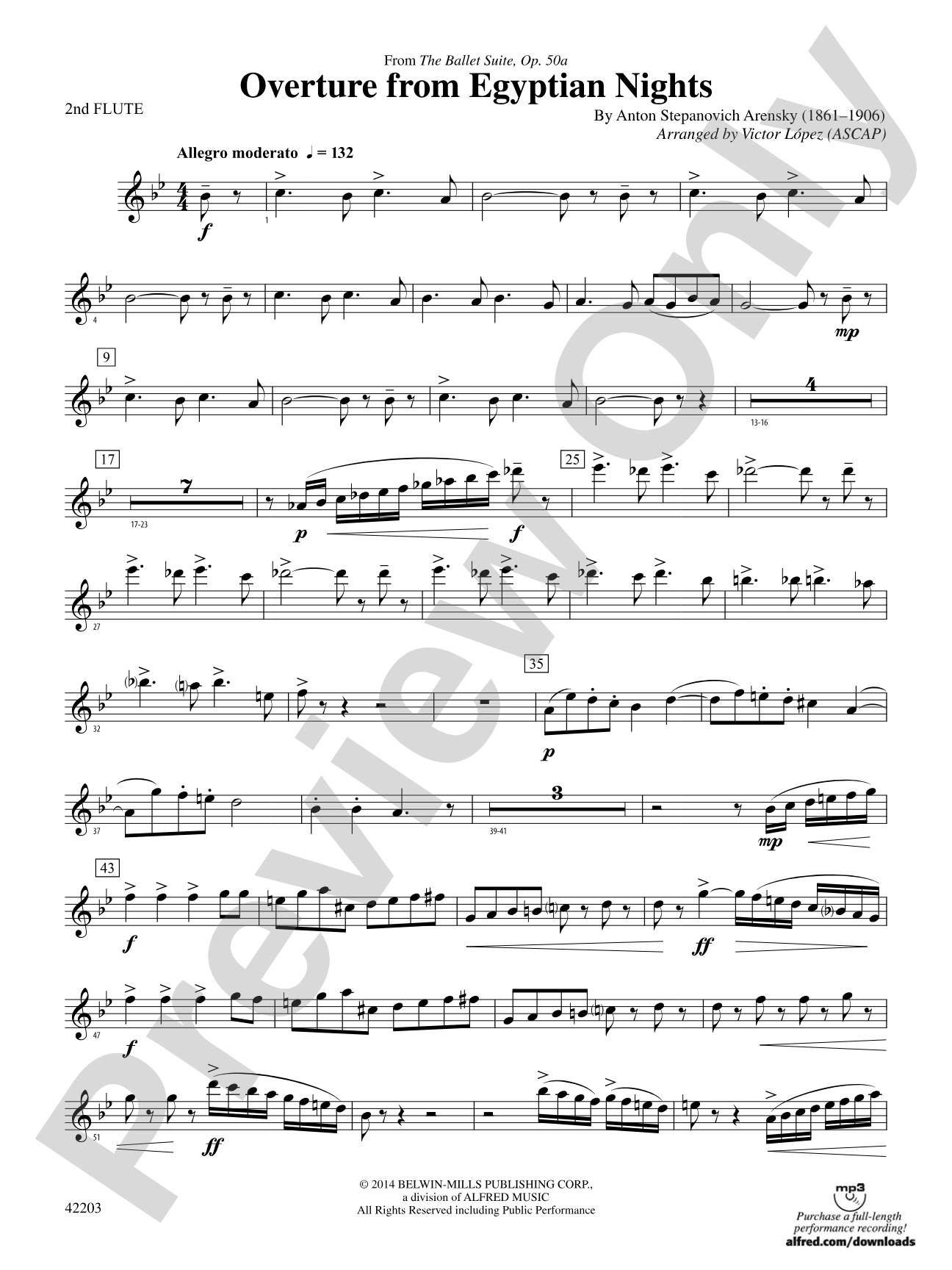 Overture from Egyptian Nights: 2nd Flute