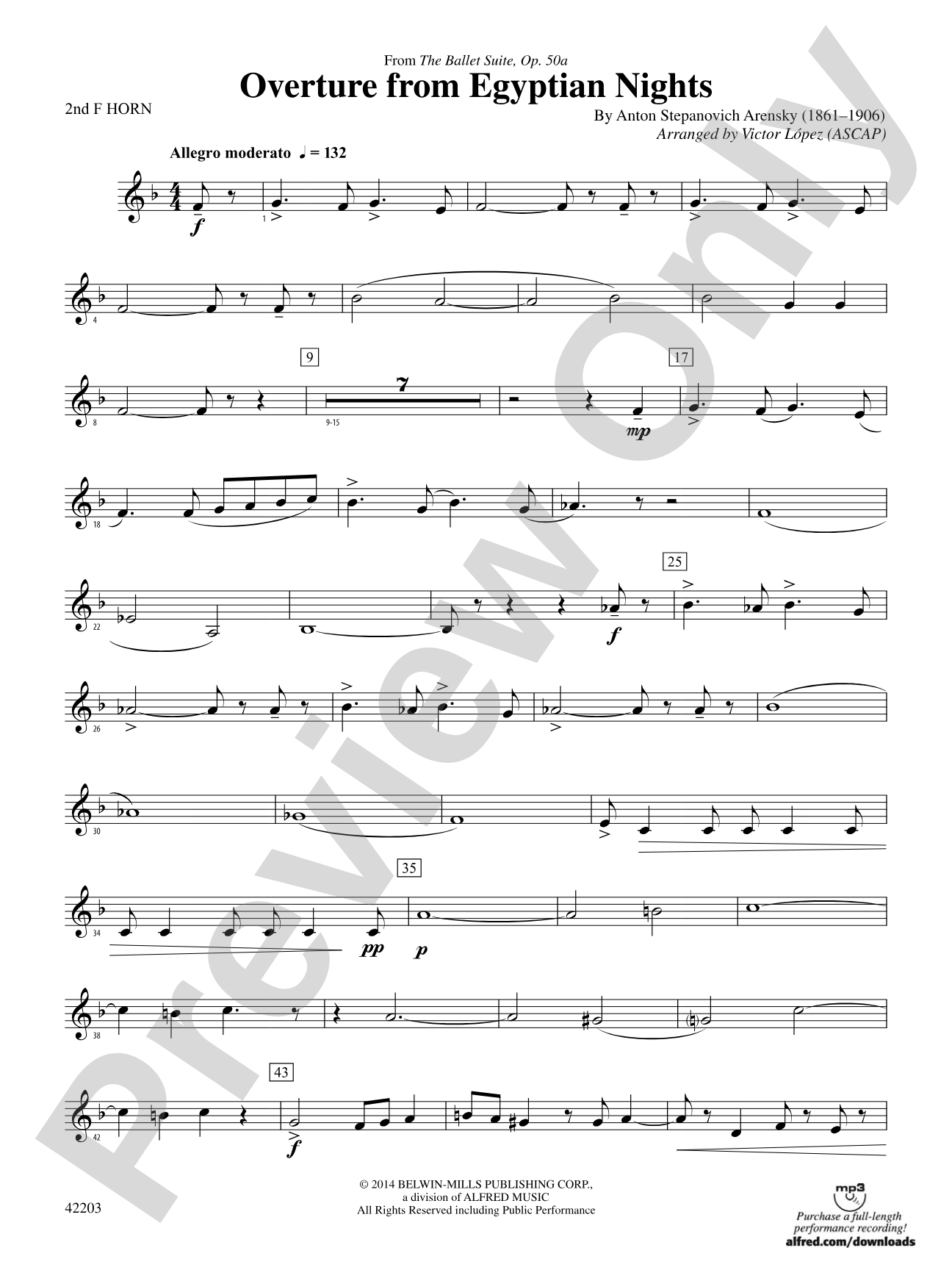 Overture from Egyptian Nights: 2nd F Horn
