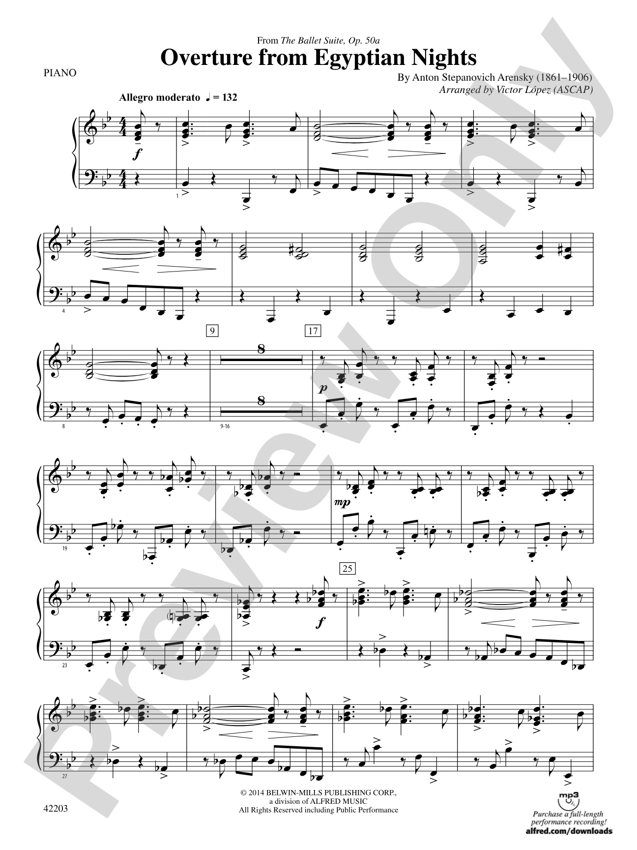 Overture from Egyptian Nights: Piano Accompaniment