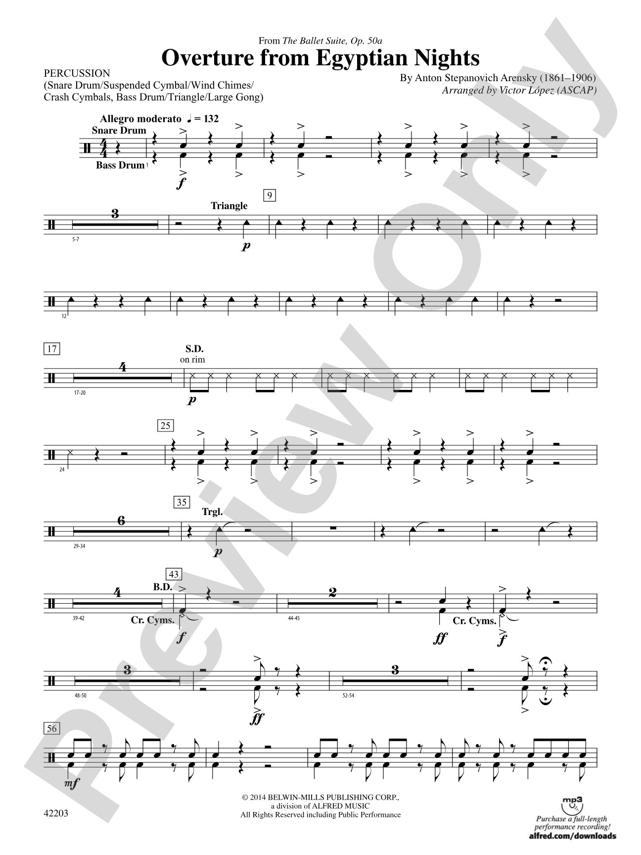 Overture from Egyptian Nights: 1st Percussion